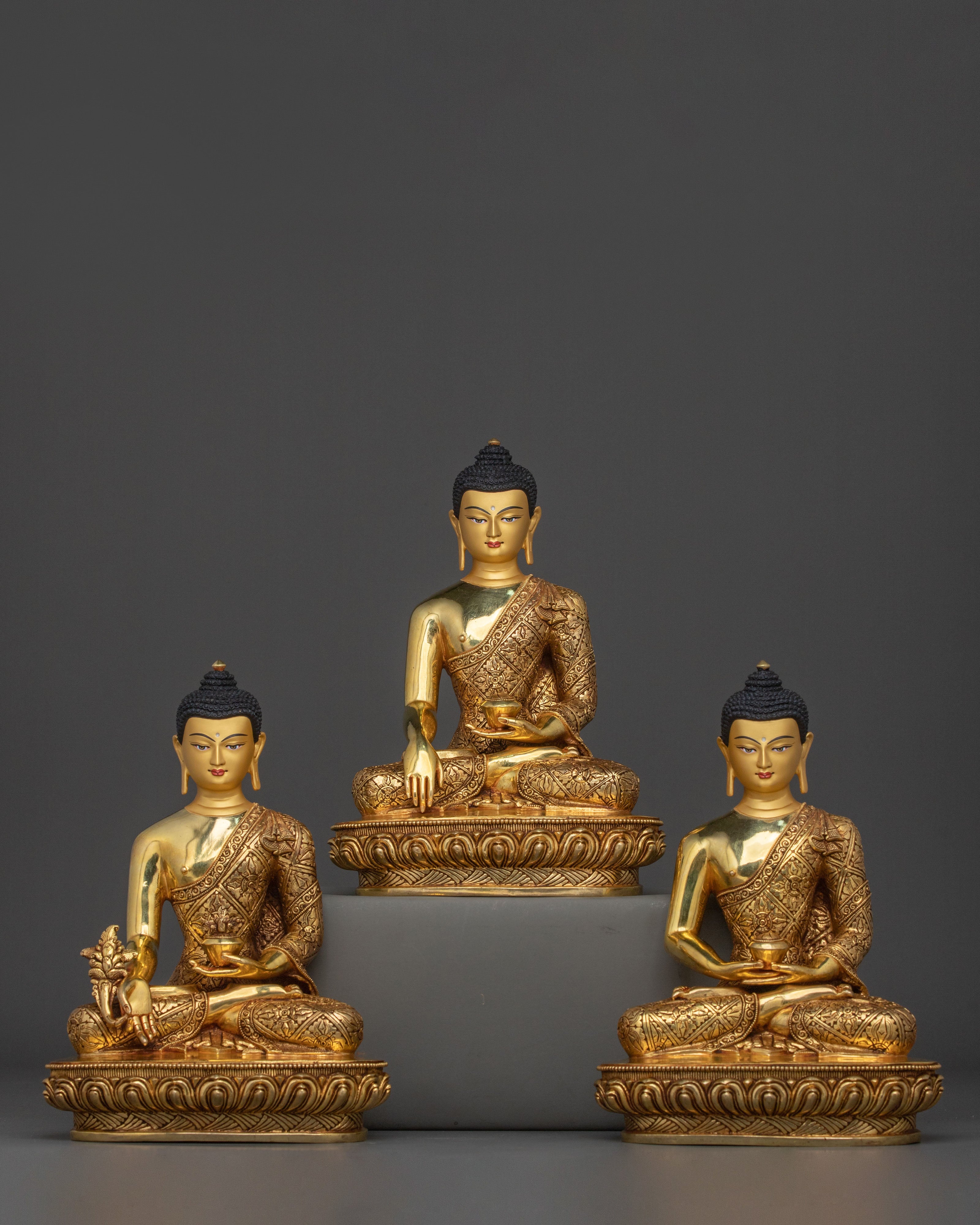 Divine Three Buddhas Statue Set | Symbol of Wisdom & Enlightenment