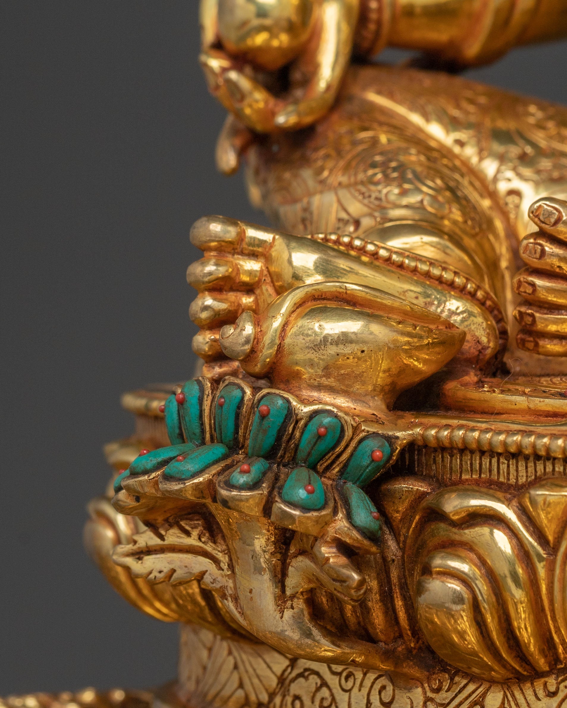 Dzambhala Statue on Throne | Sacred Tibetan Figurine