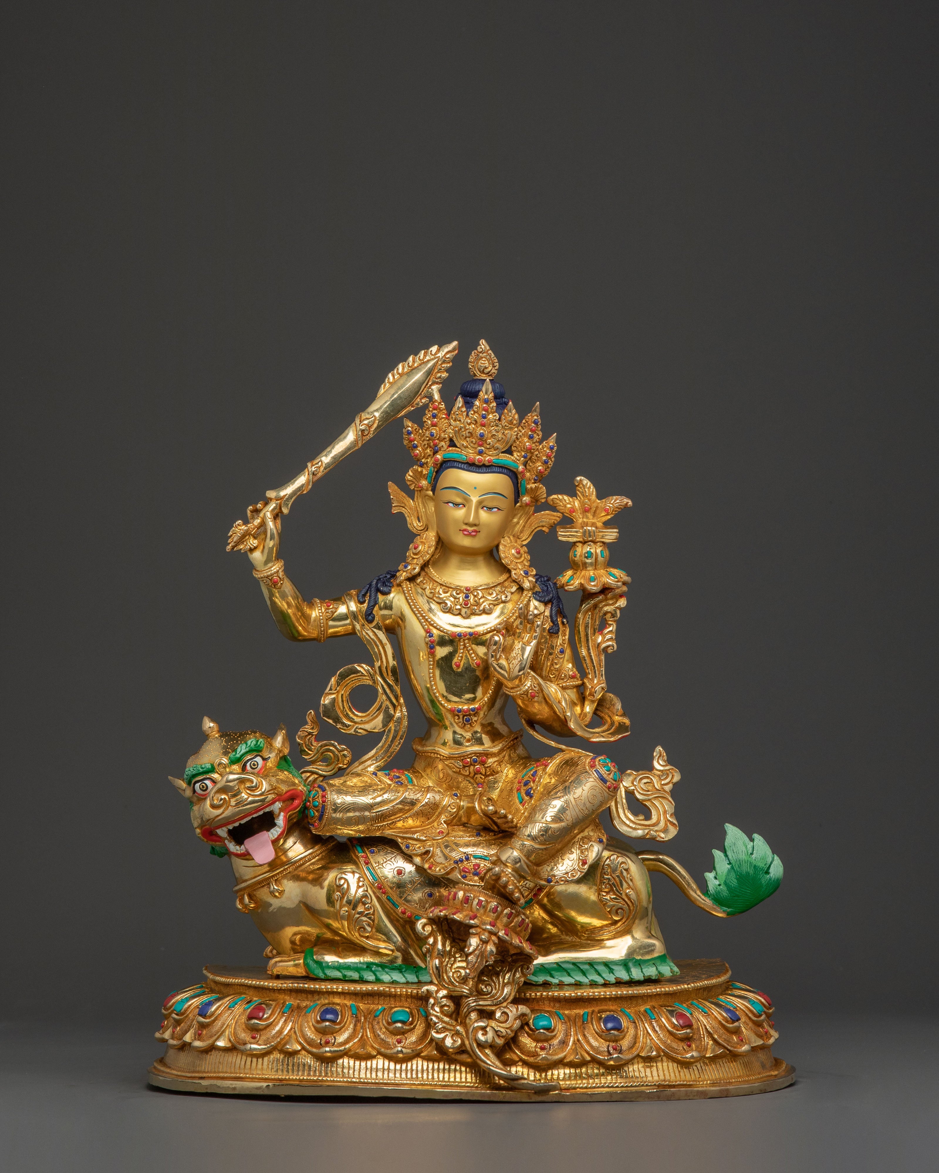 Samantabhadra Blessing Statue: Exquisite 24K Gold Gilded Form