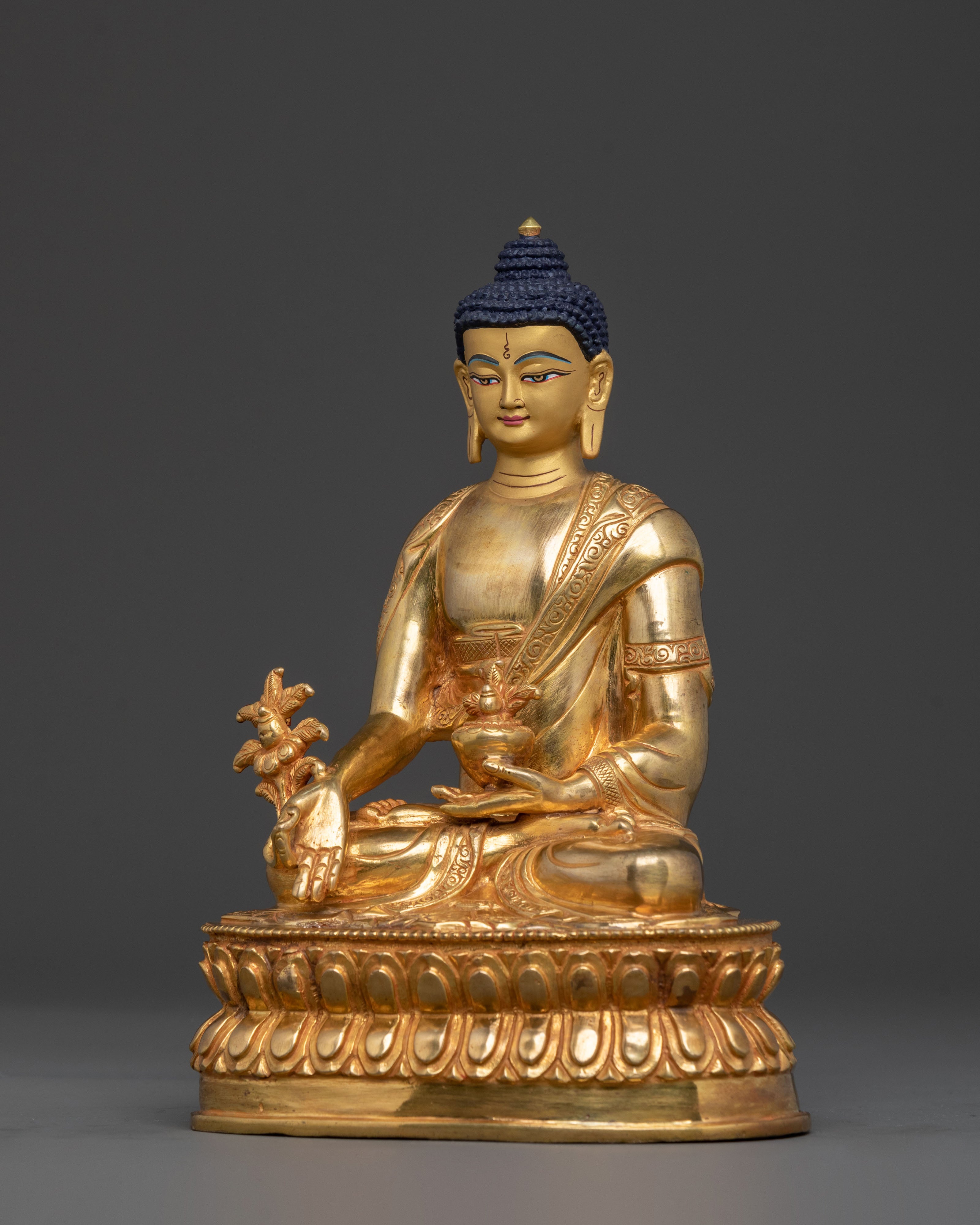 Bhaisajyaguru Sculpture: 24K Gold Gilded Artistry