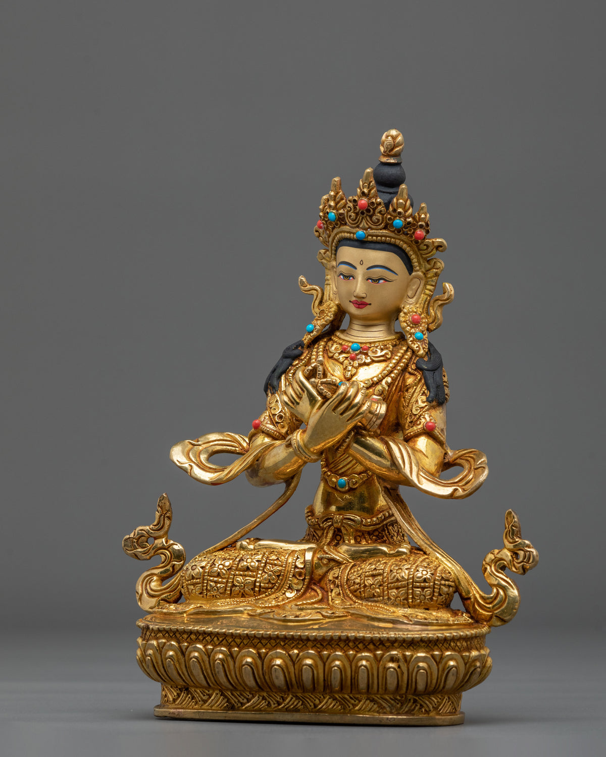 Vajradhara Copper Statue | Gemstones Adorned Figurine