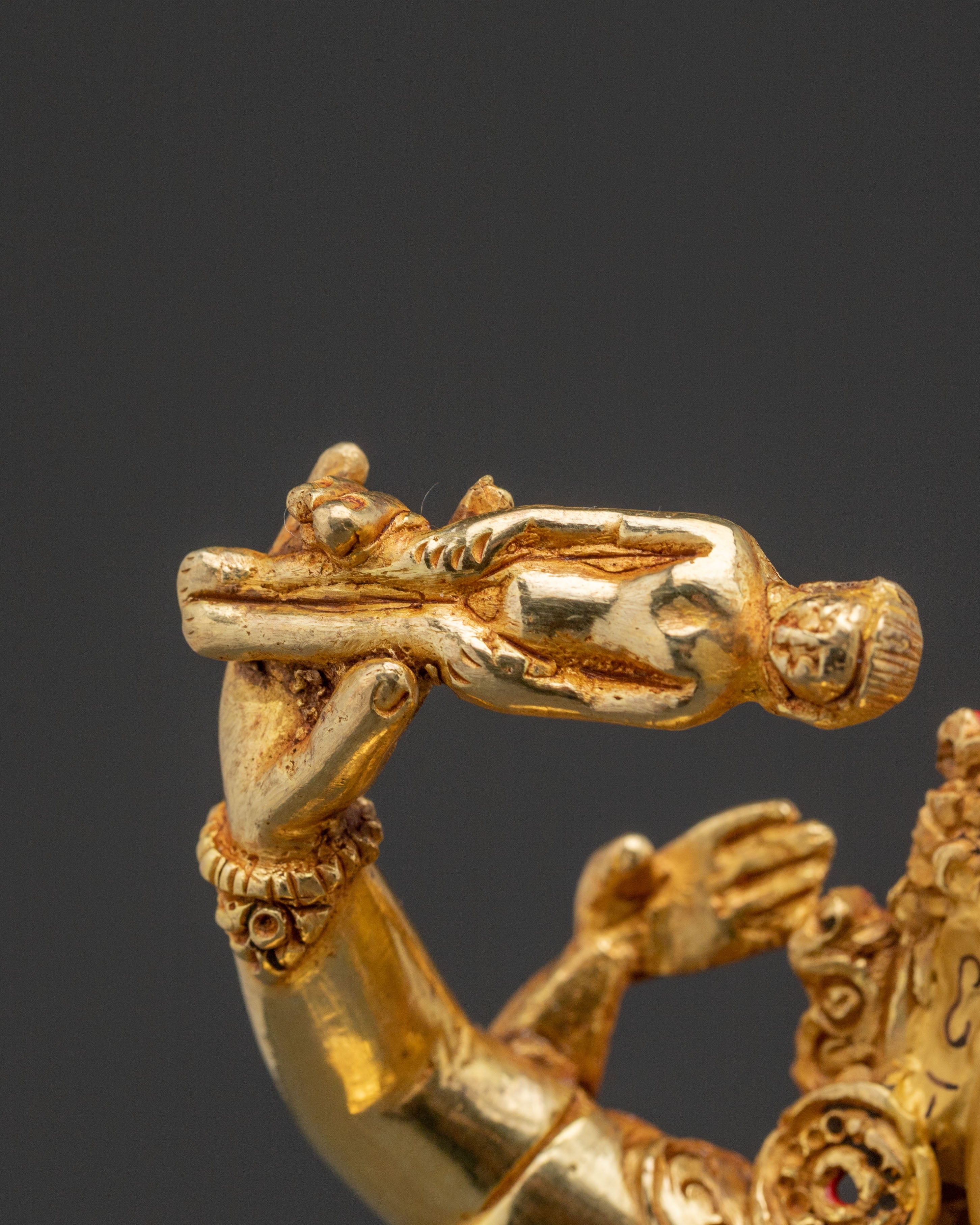 24k Gold Gilded Ekajati Statue: Fierce Protector