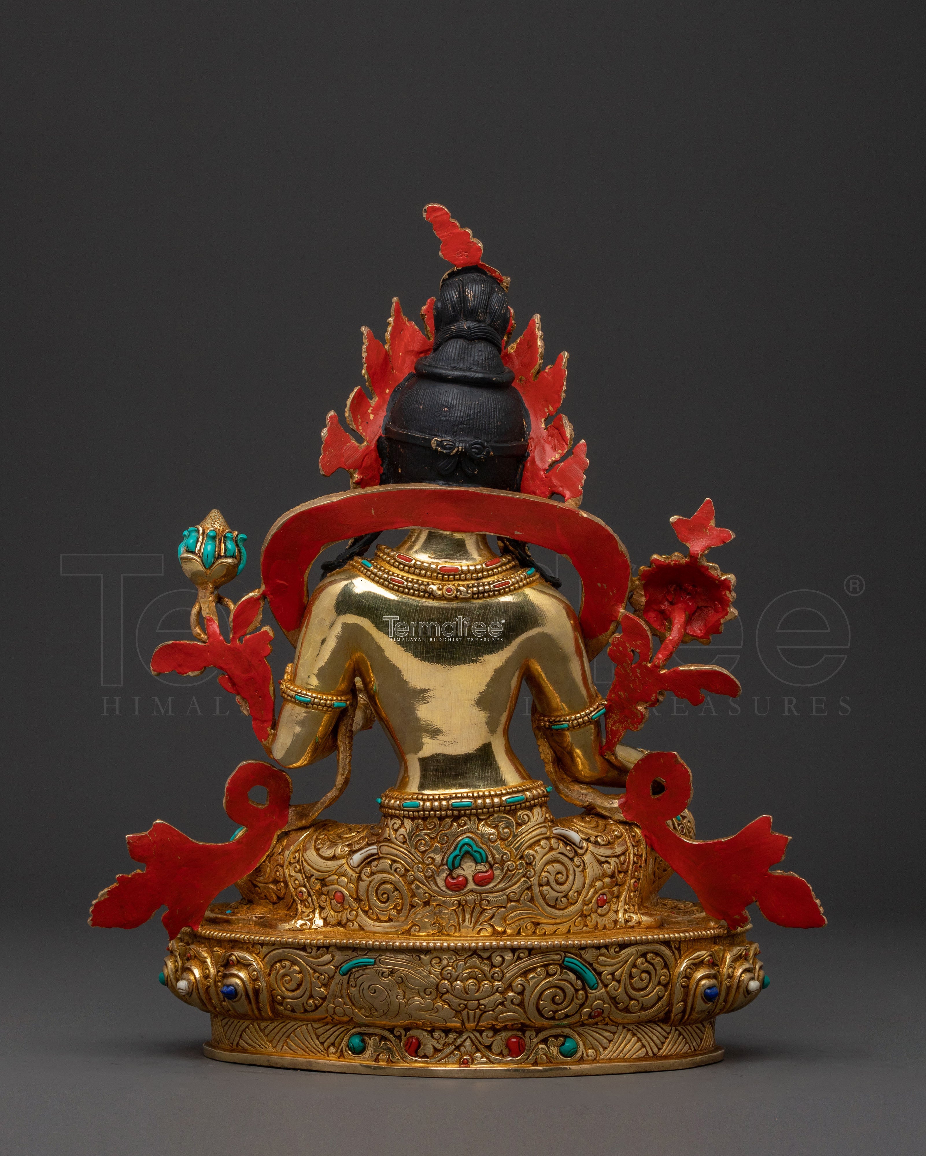 Green Tara Statue for Rituals | 24K Gold Gilded Icon