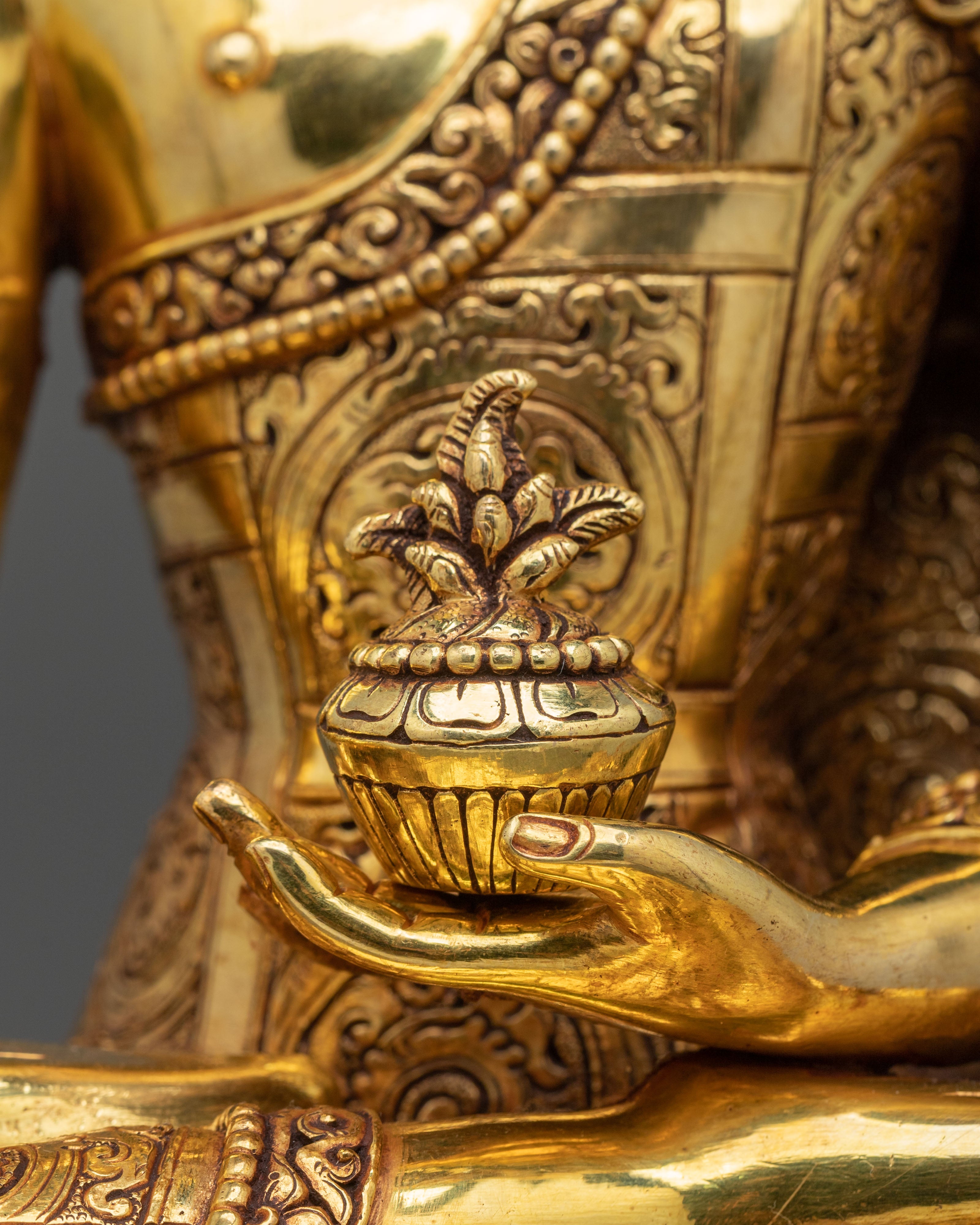 Three Buddha Golden Statue Set | Buddhist Sculpture Collection