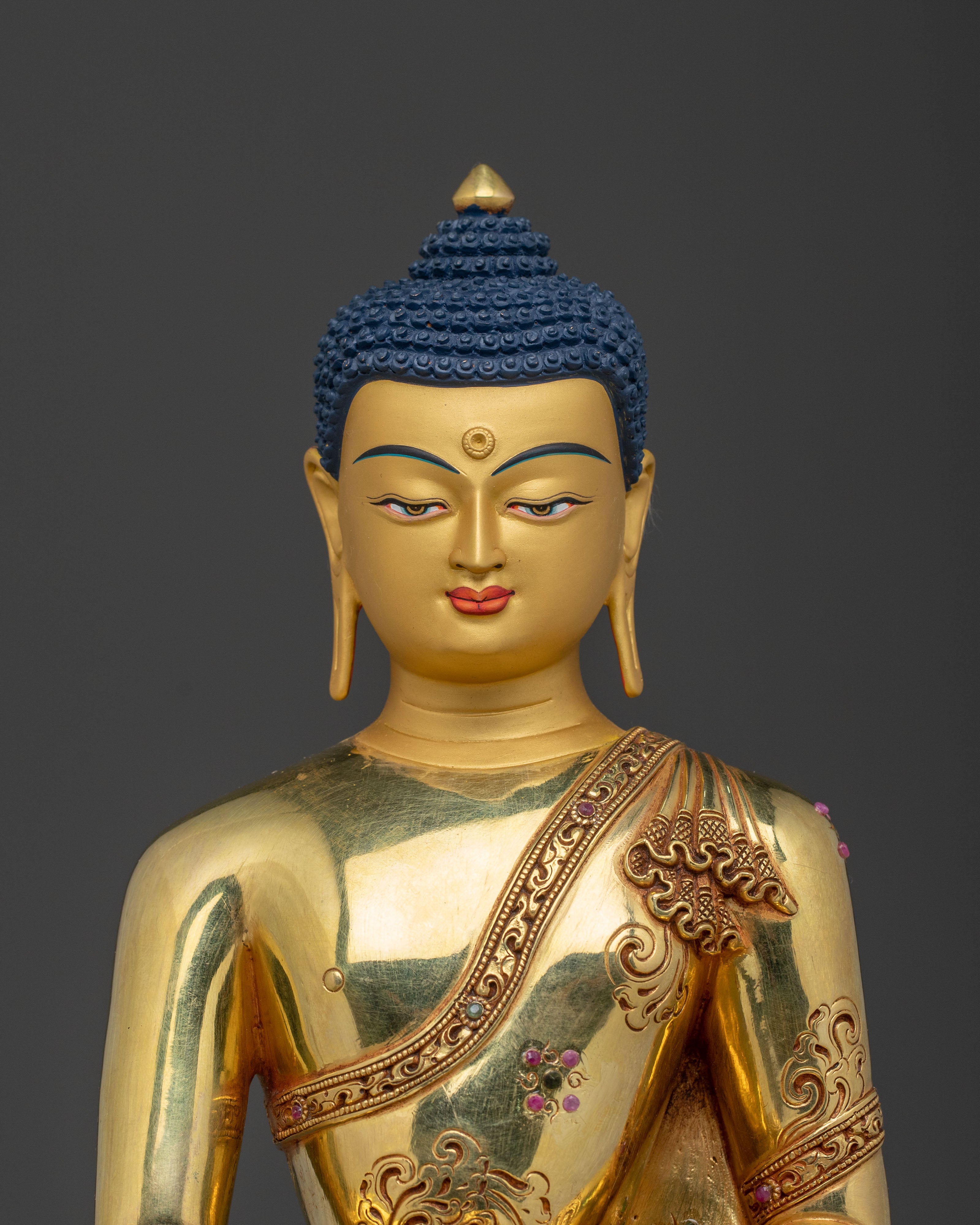 Shakyamuni Buddha: Handcrafted 24K Gold Gilded Statue