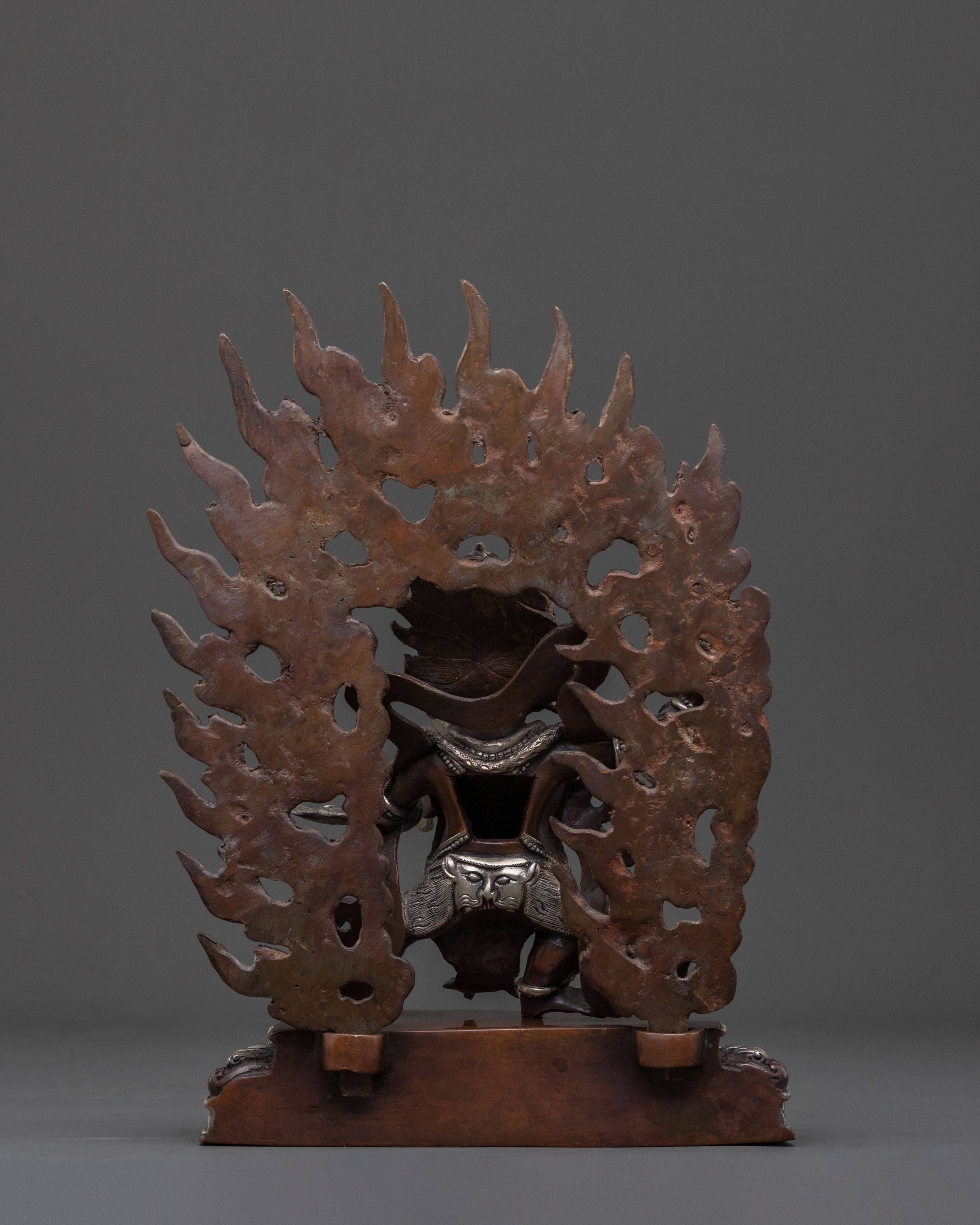 Vajrapani Himalayan Statue in Oxidized Copper and Silver
