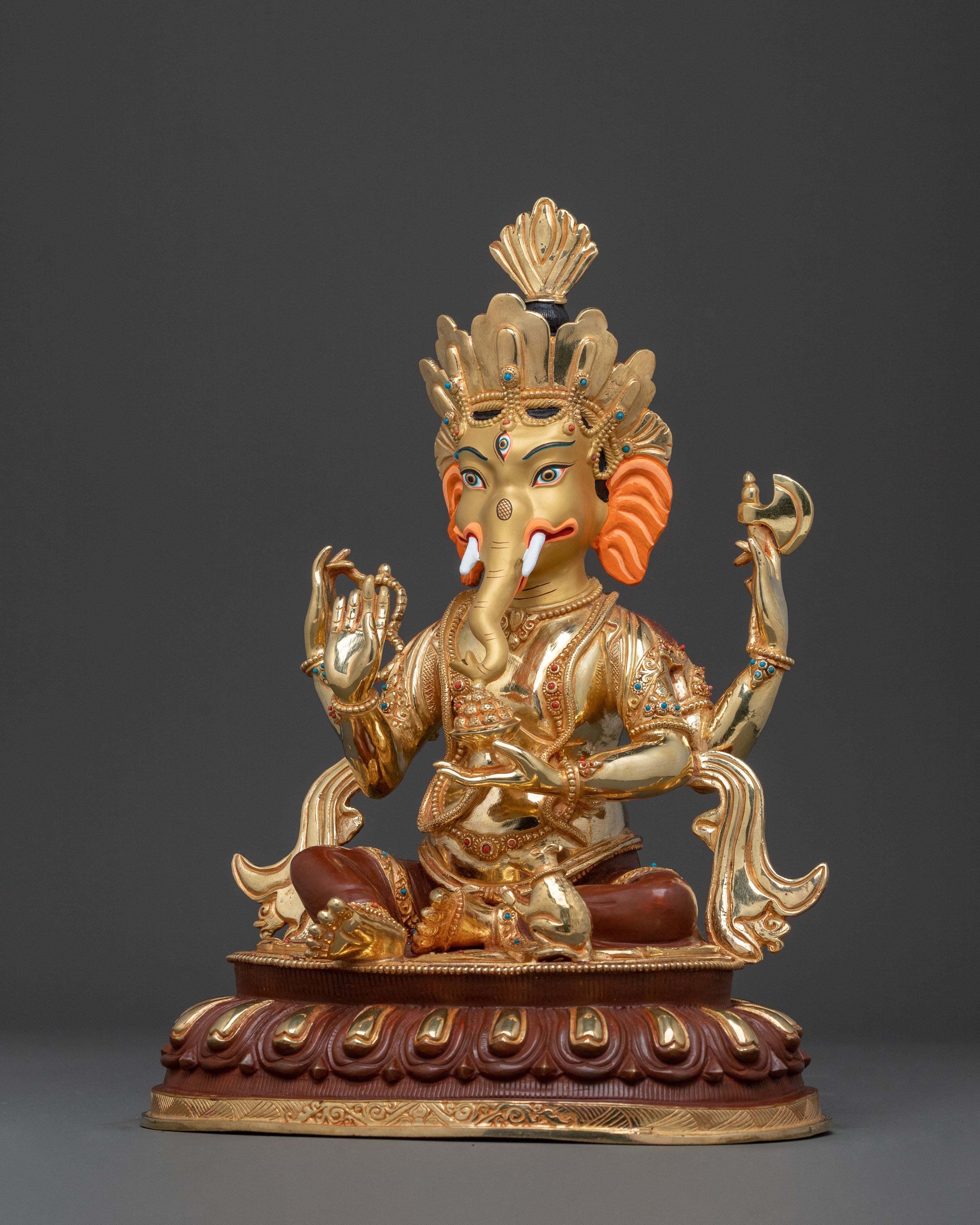 God Ganesh Golden Statue for Rituals | Lord Ganesha Remover of Obstacles