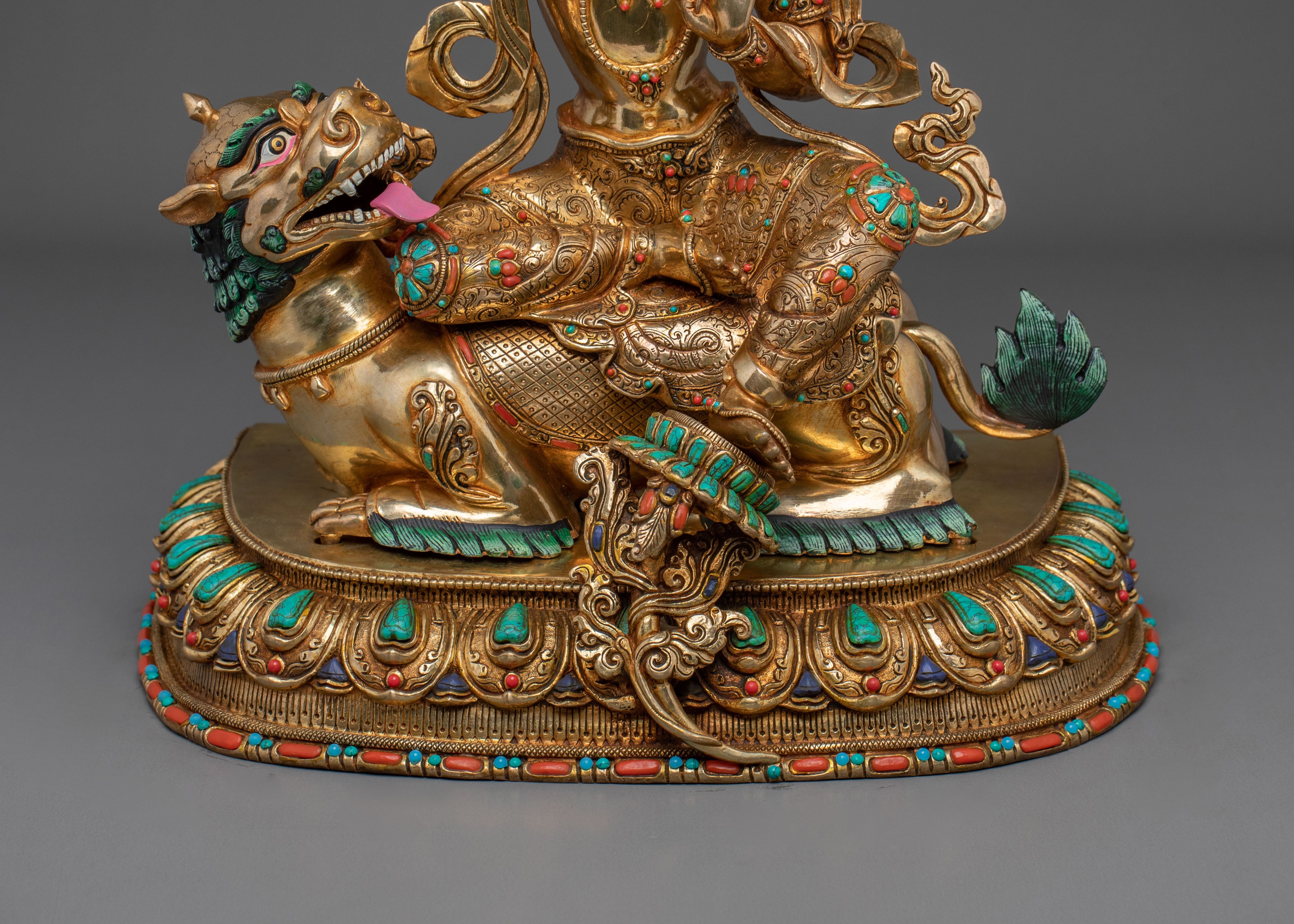 Simhanada Manjushri Sculpture | Tibetan Wisdom Bodhisattva