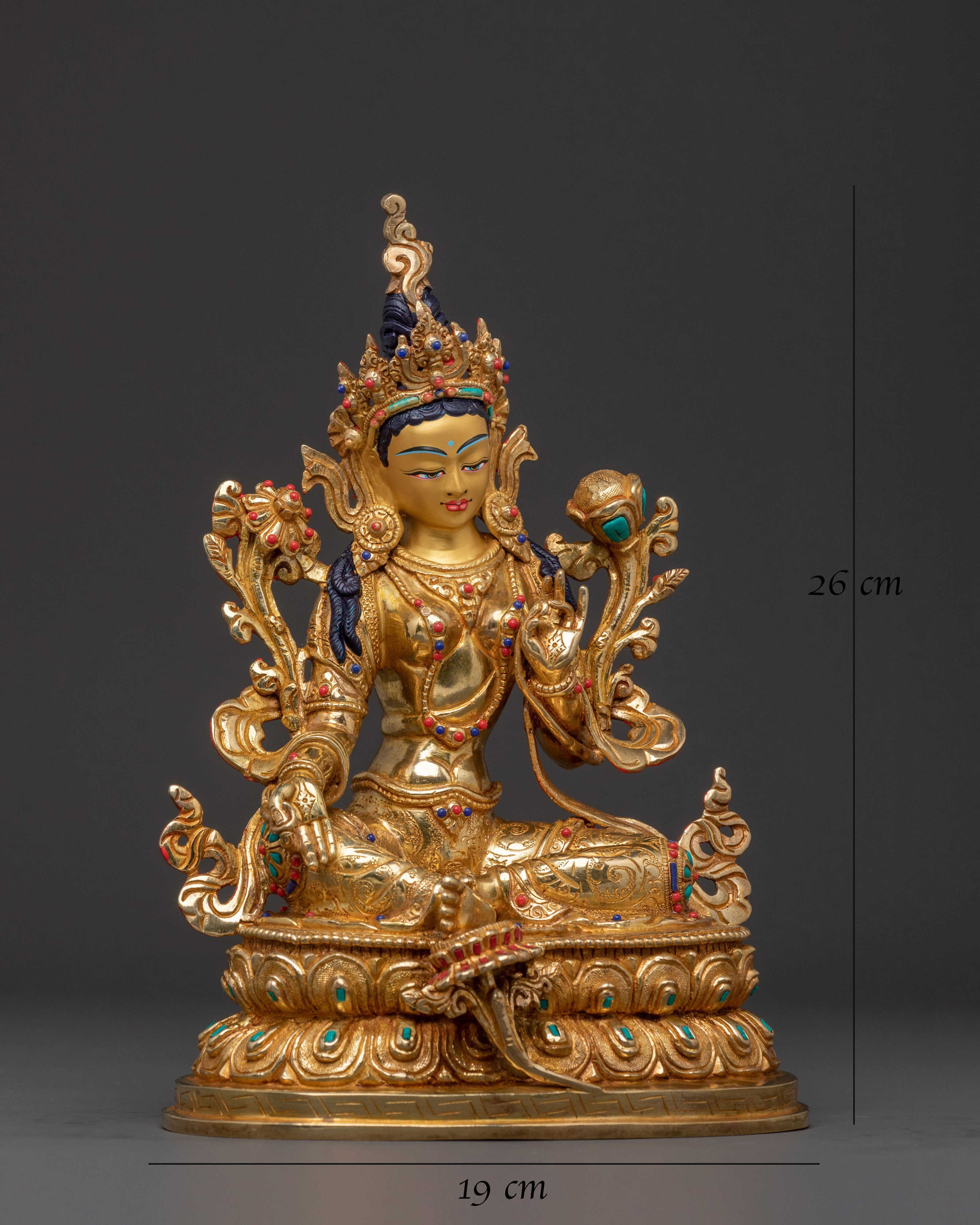 Guardian Green Tara 24K Gold Gilded Sculpture