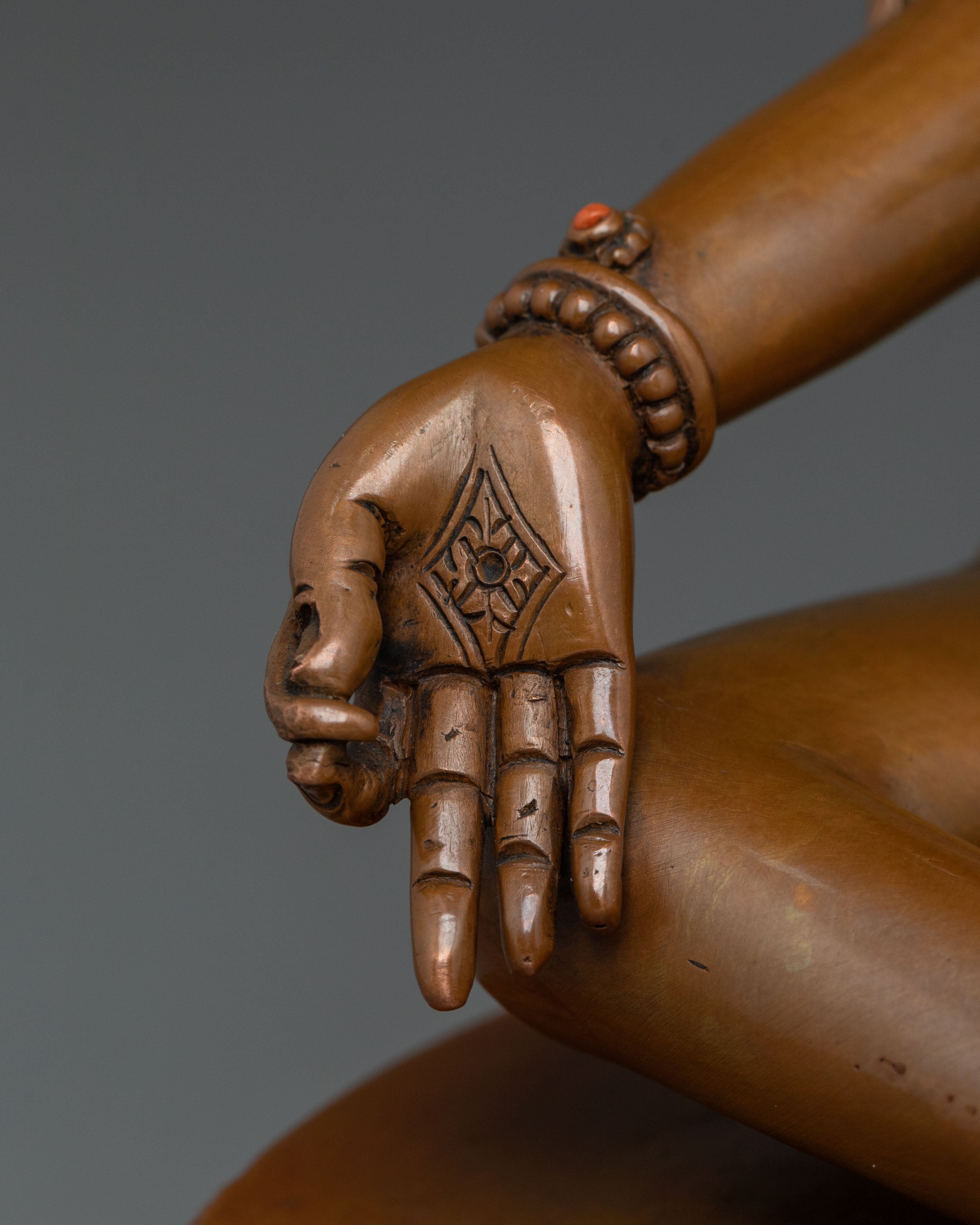 Green Tara Sculpture of Sacred Protection: Oxidized Copper Art