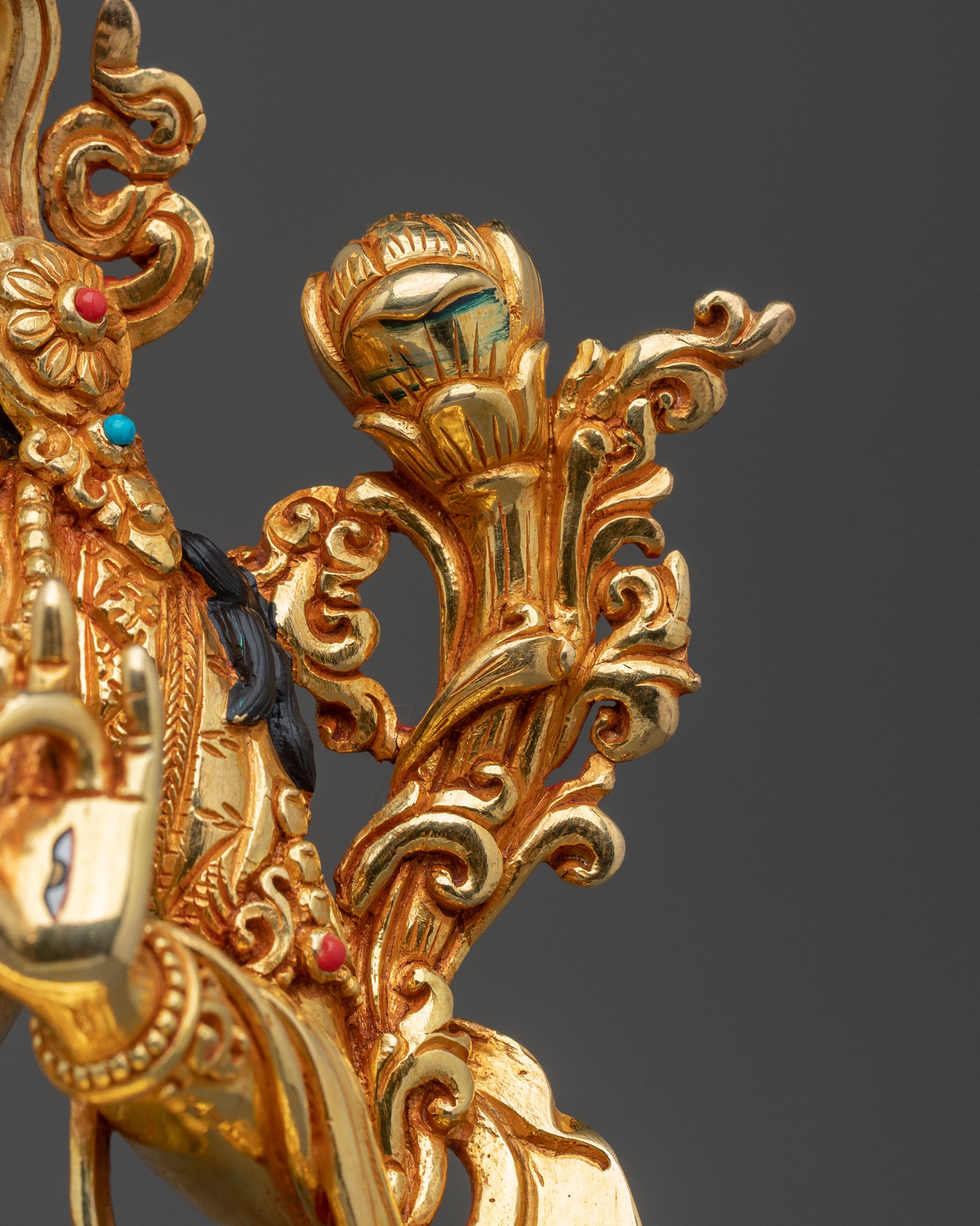Tibetan White Tara Goddess Sculpture | 24K Gilded Serenity