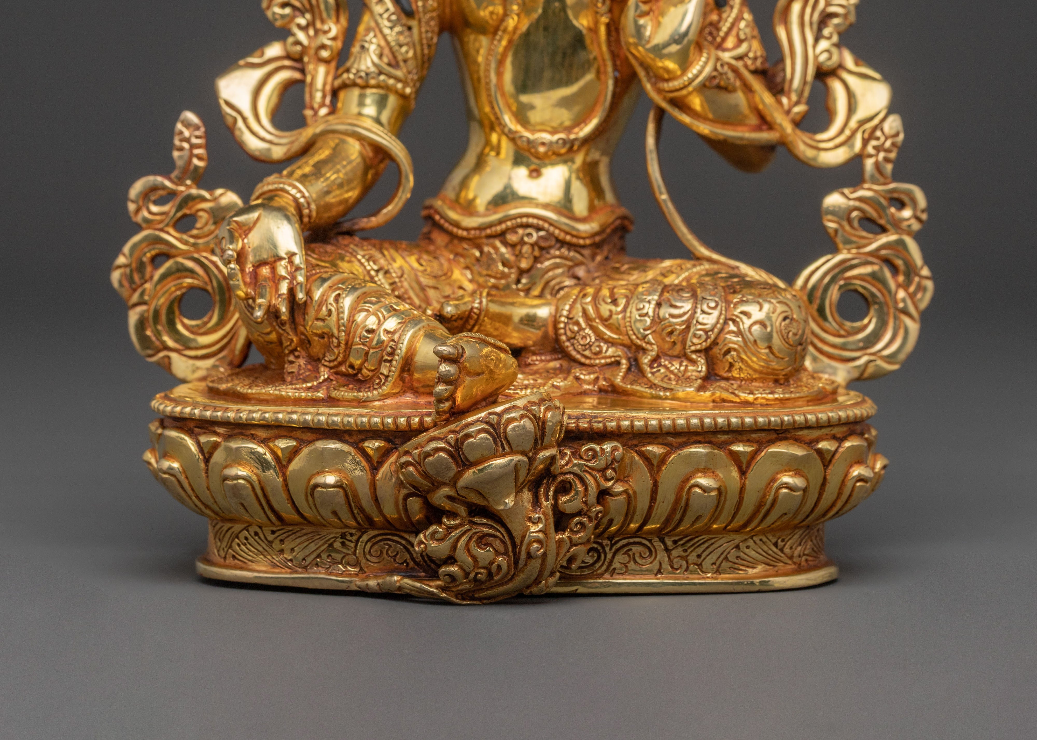 Green Tara Fearless Guardian Statue - 24K Gold Gilded