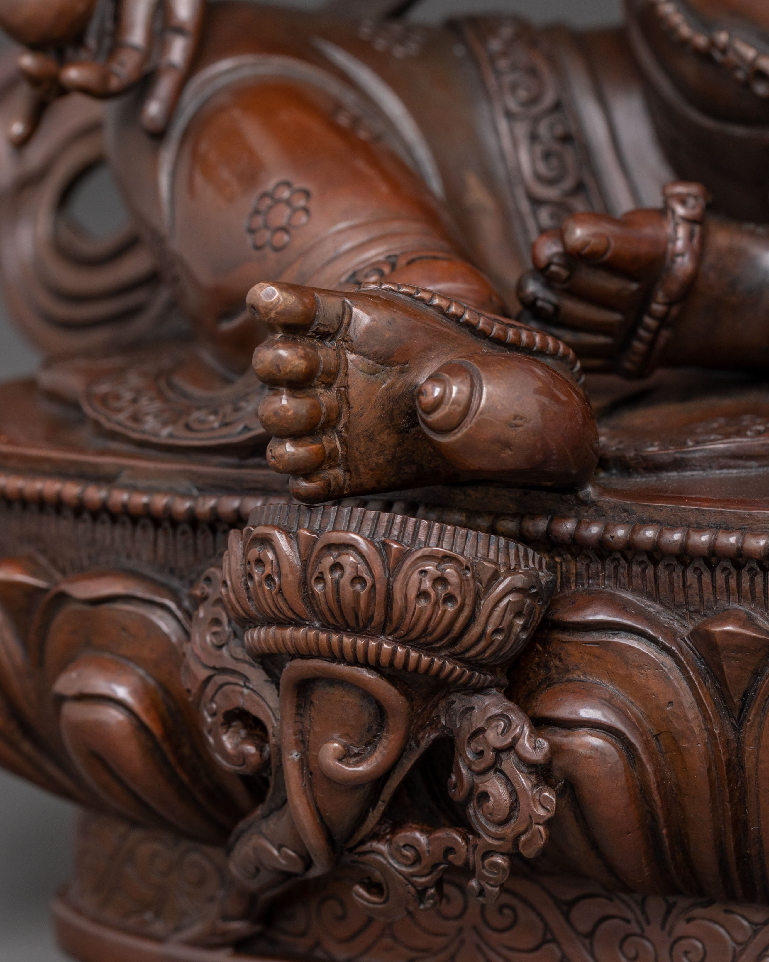 Dzambhala Sacred Tibetan Statue in Oxidized Copper