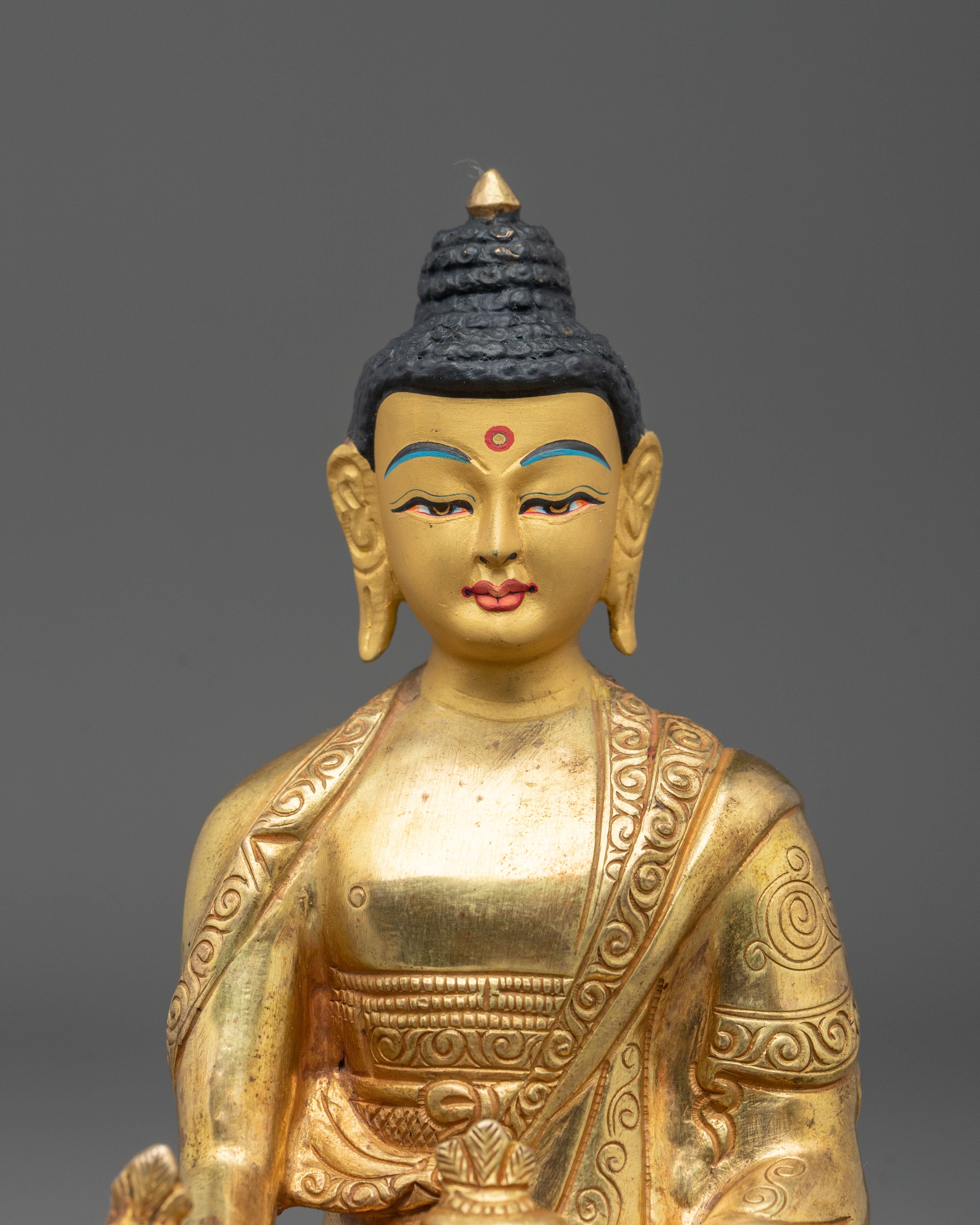 Medicine Buddha Statue | 24K Gold Gilded Healing Buddha Figurine