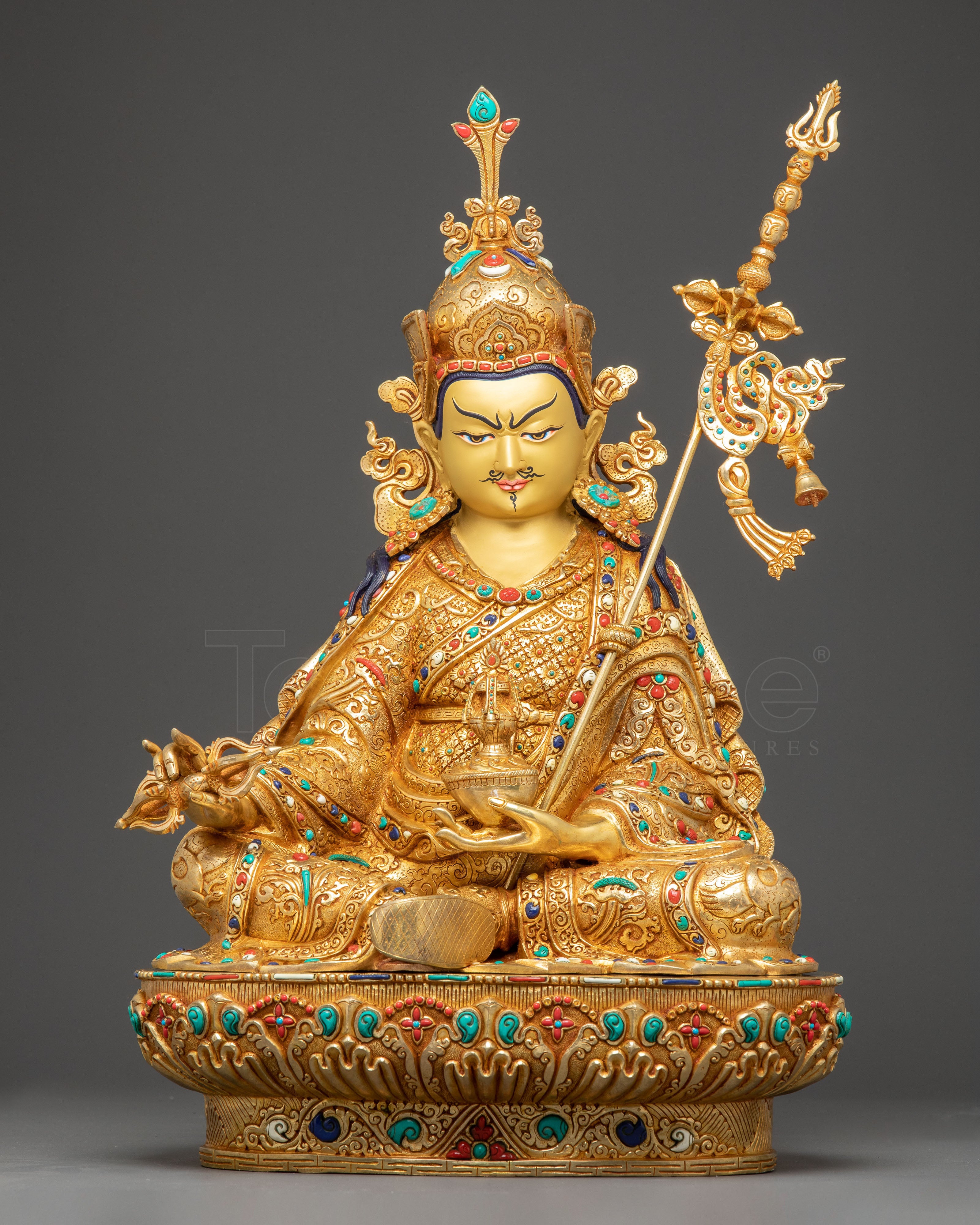 Golden Guru Rinpoche Statue | Padmasambhava Handcrafted Statue