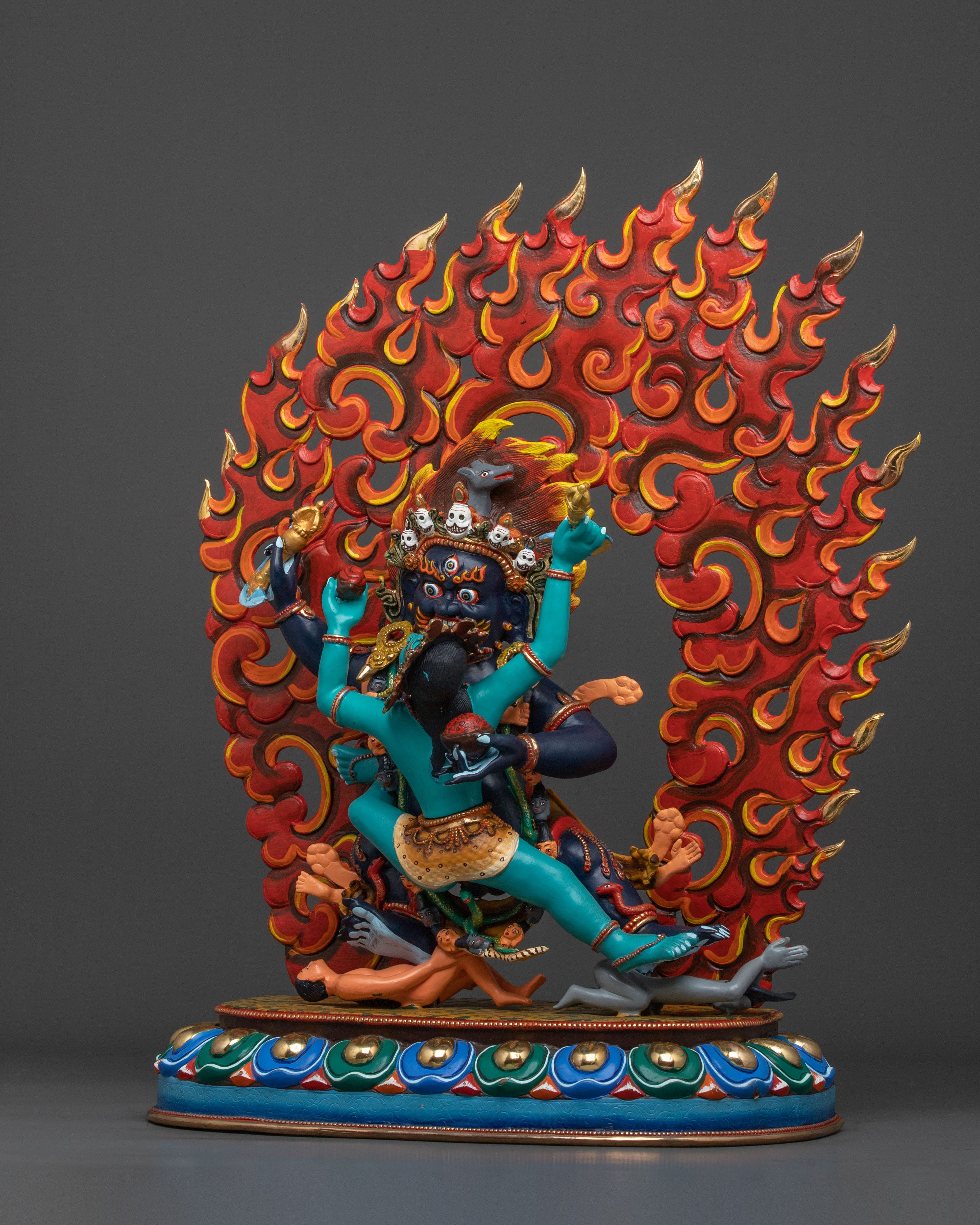Mahakala Bernakchen Statue With Consort | Wrathful Protector