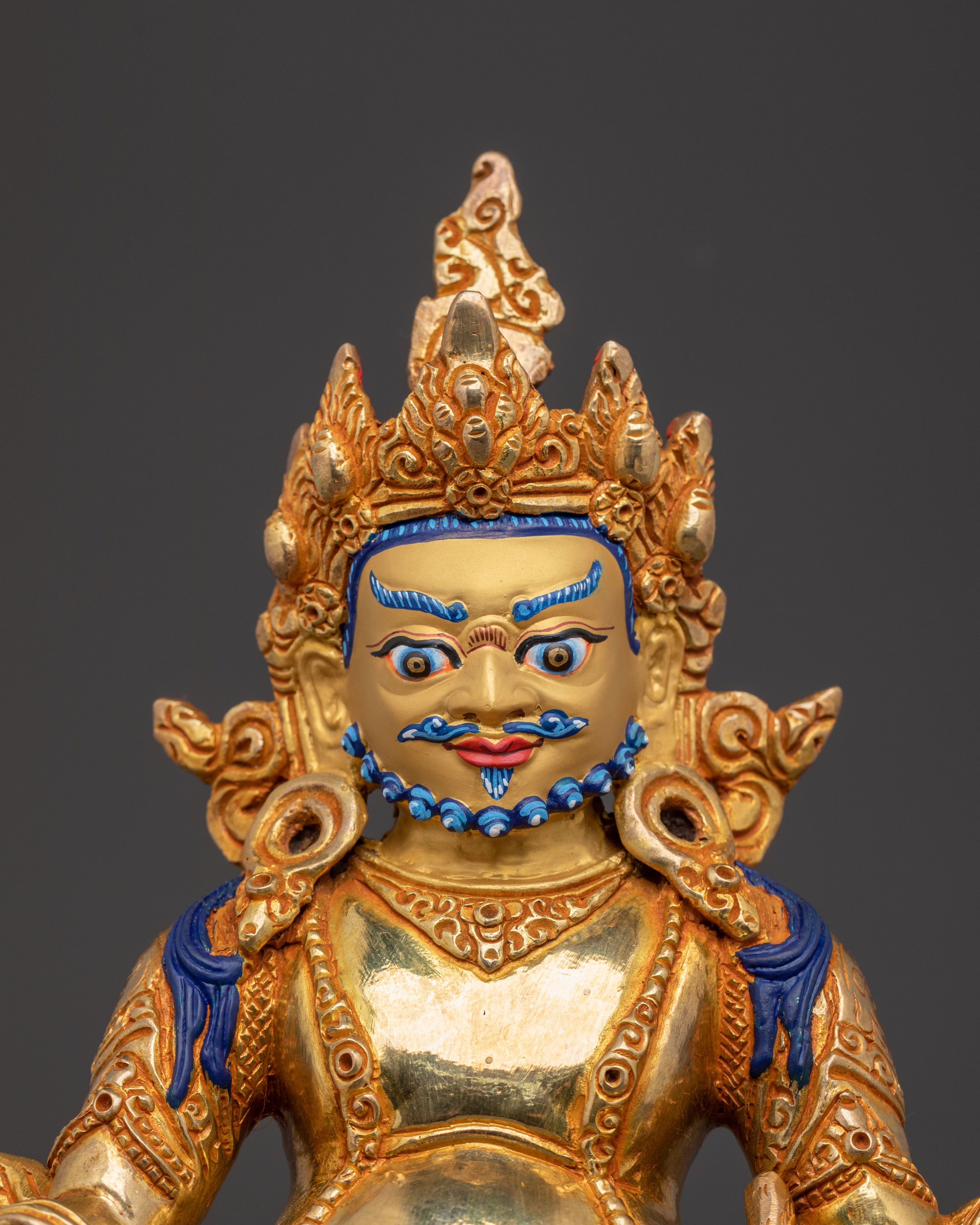 Handcrafted Dzambhala Spiritual Statue – 24K Gold Gilded Art