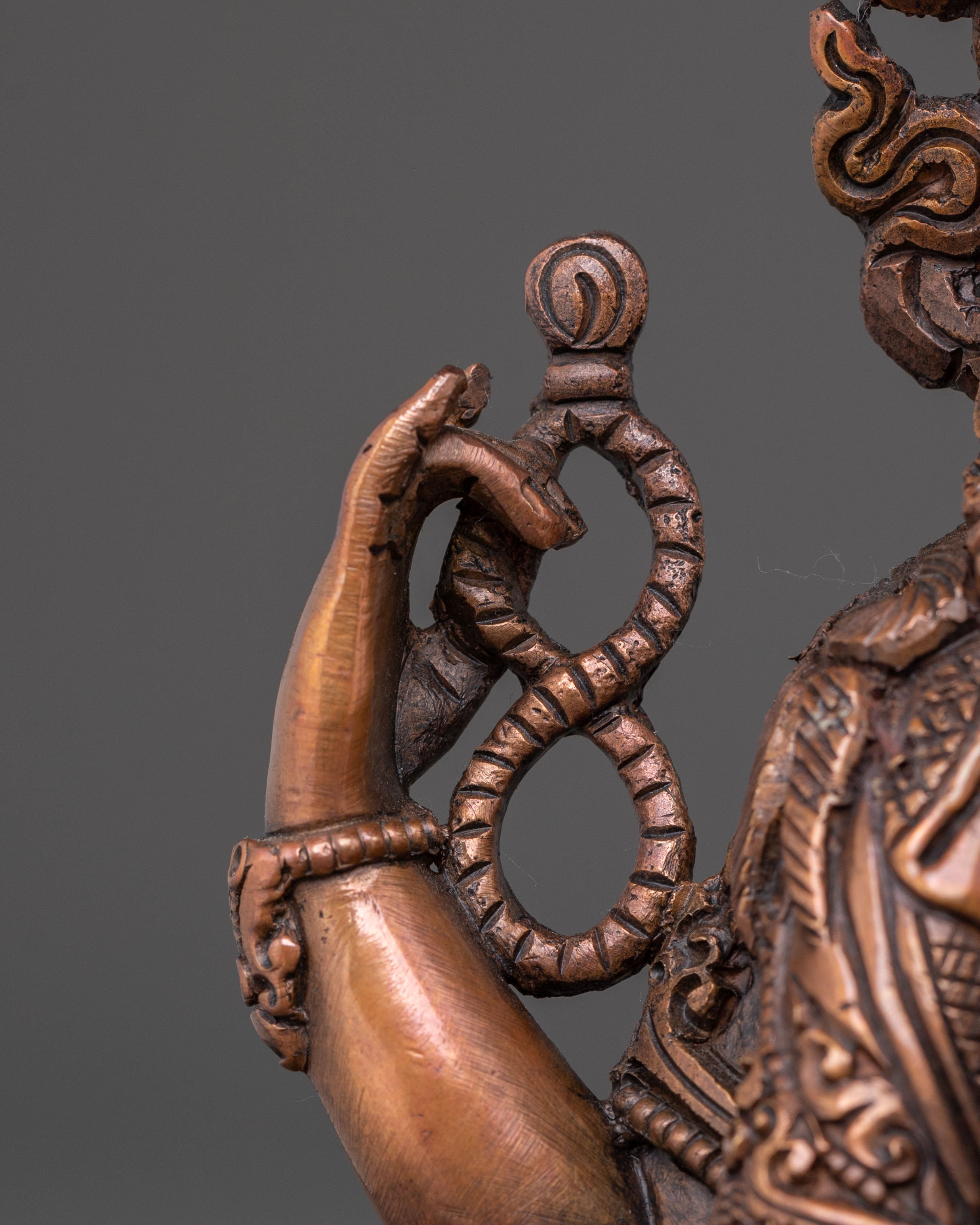 Divine Chenrezig: Handcrafted Oxidized Copper Figurine