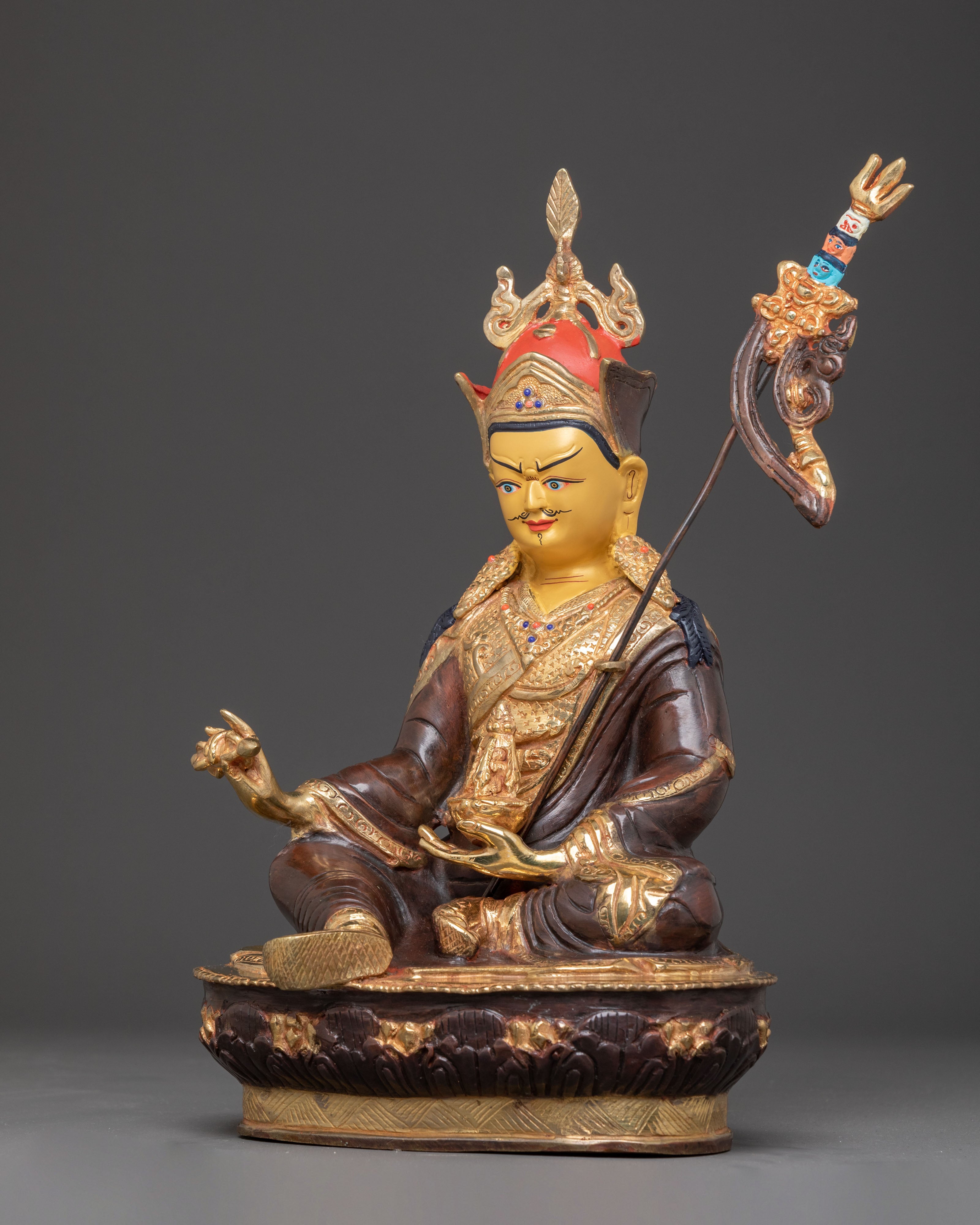 Handcrafted Copper Statue of Guru Rinpoche | Tibetan Tantric Master