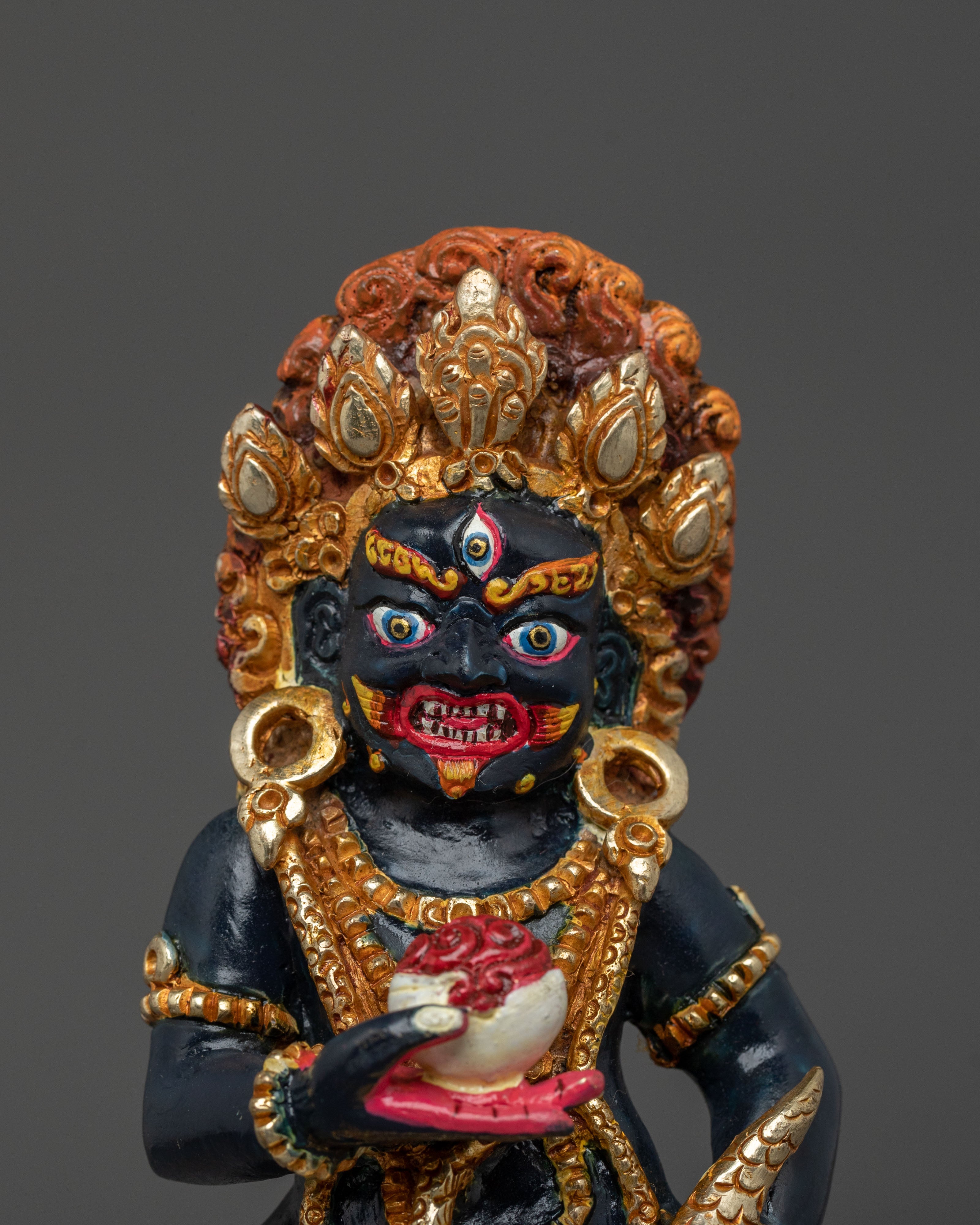 Black Dzambhala Protector Statue | Traditional Buddhist Deity Figure