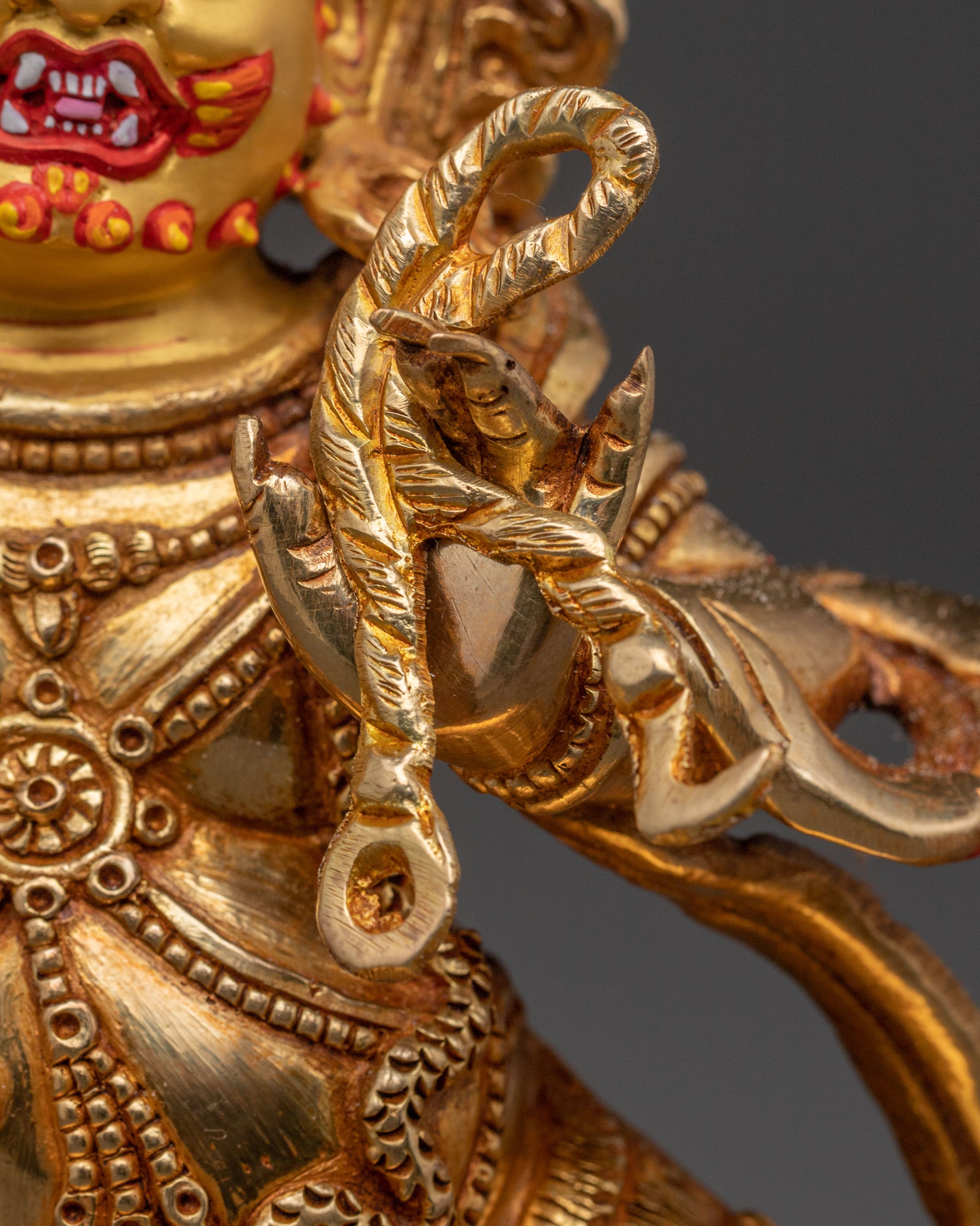 Golden Statue of Vajrapani Bodhisattva - Hand-Gilded Copper Art