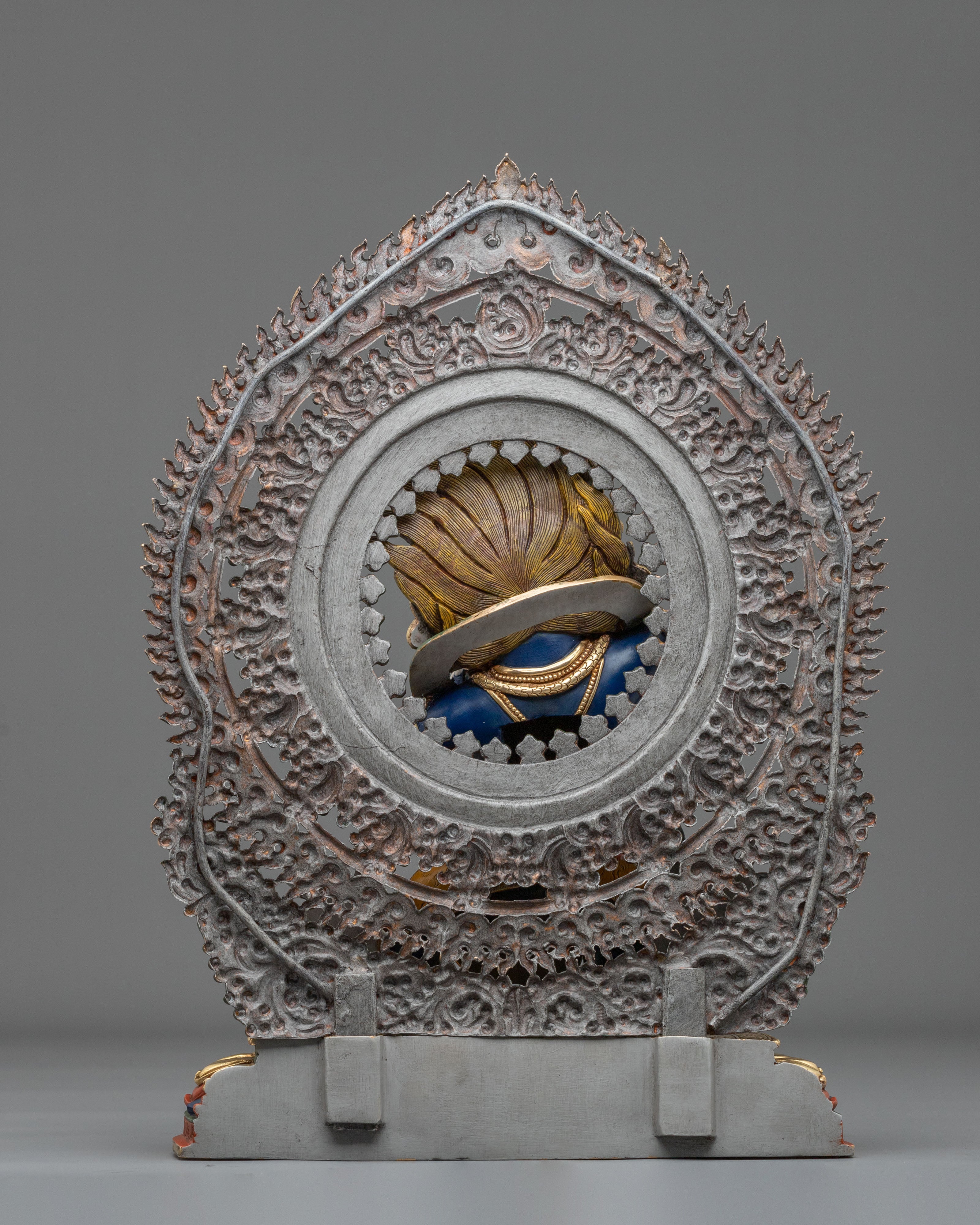 Copper Vajrapani Statue with Gold and Acrylic Painting | Buddhist Guardian