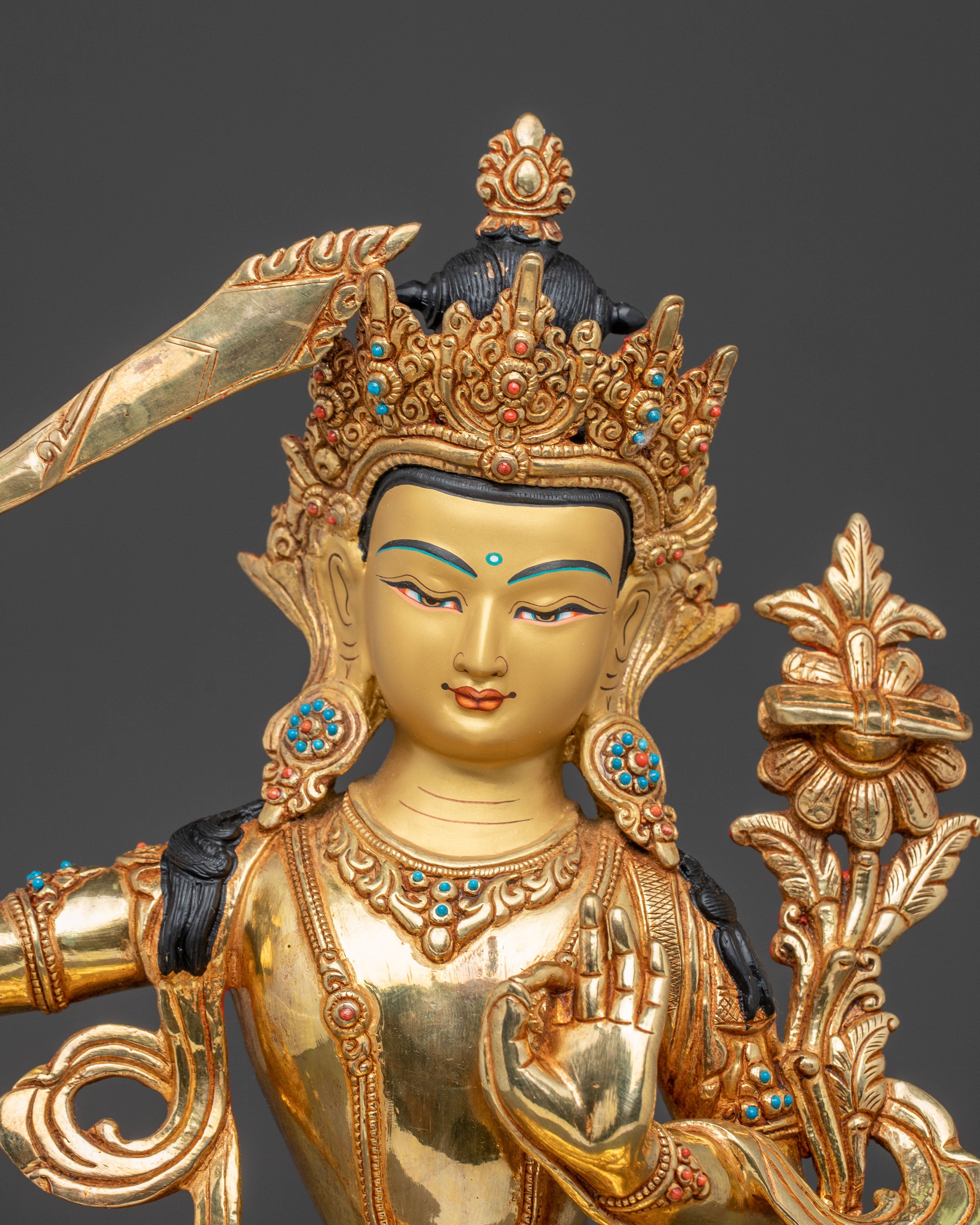 Bodhisattva Manjushri Handcrafted Statue | Guardian of Knowledge and Insight