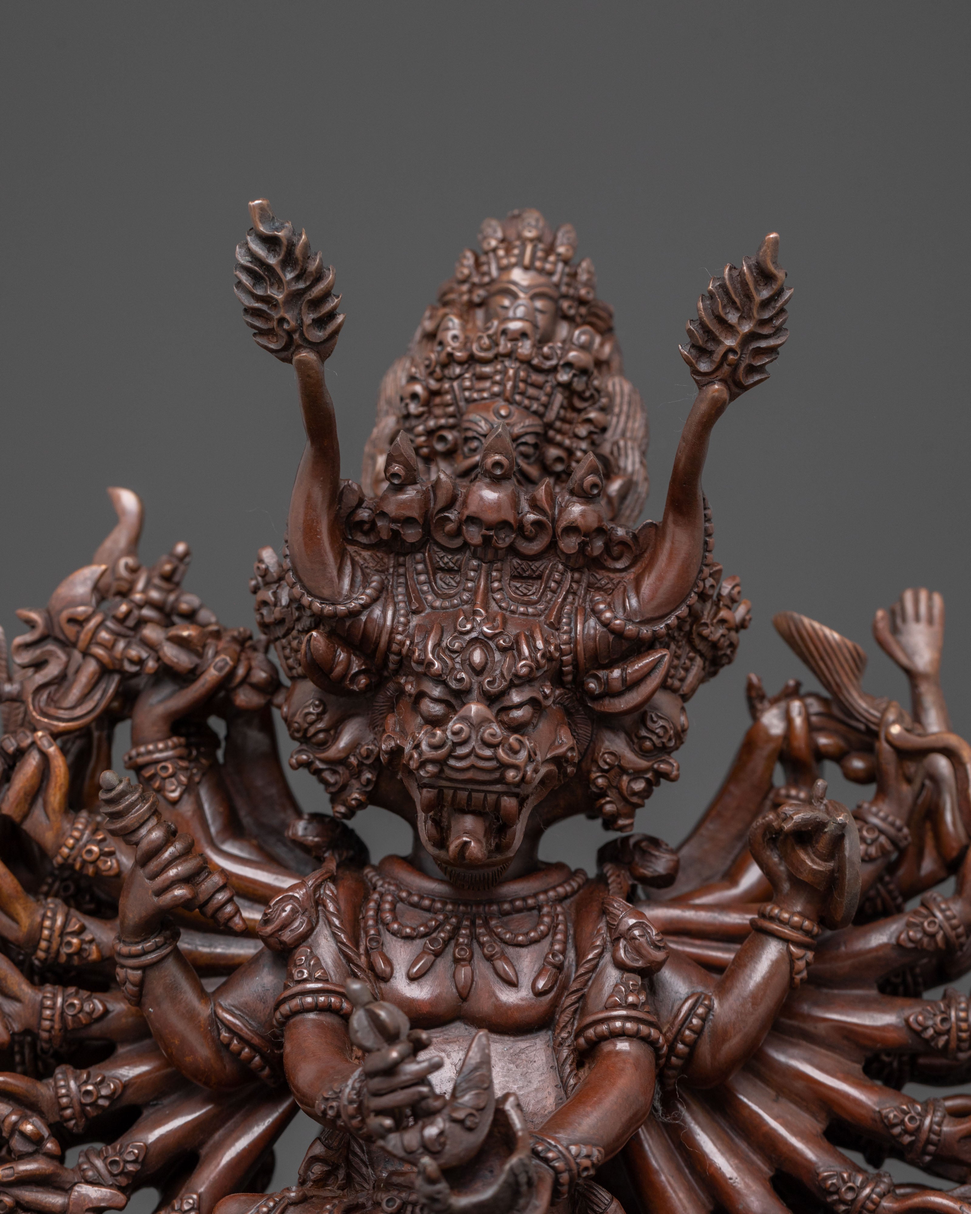 Yamantaka Sacred Statue - Oxidized Copper Art