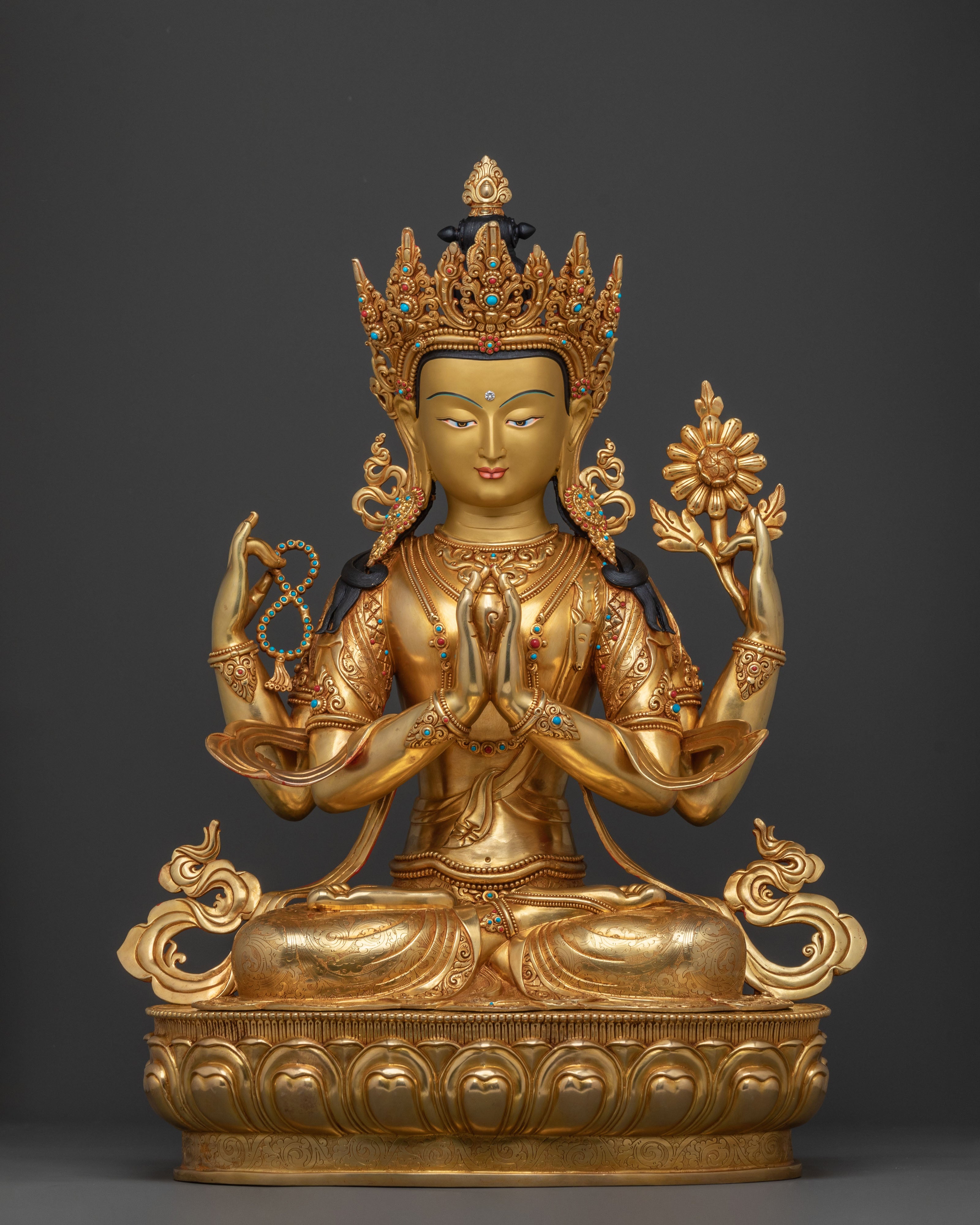 Chenrezig 24k Gold Gilded Spiritual Figure