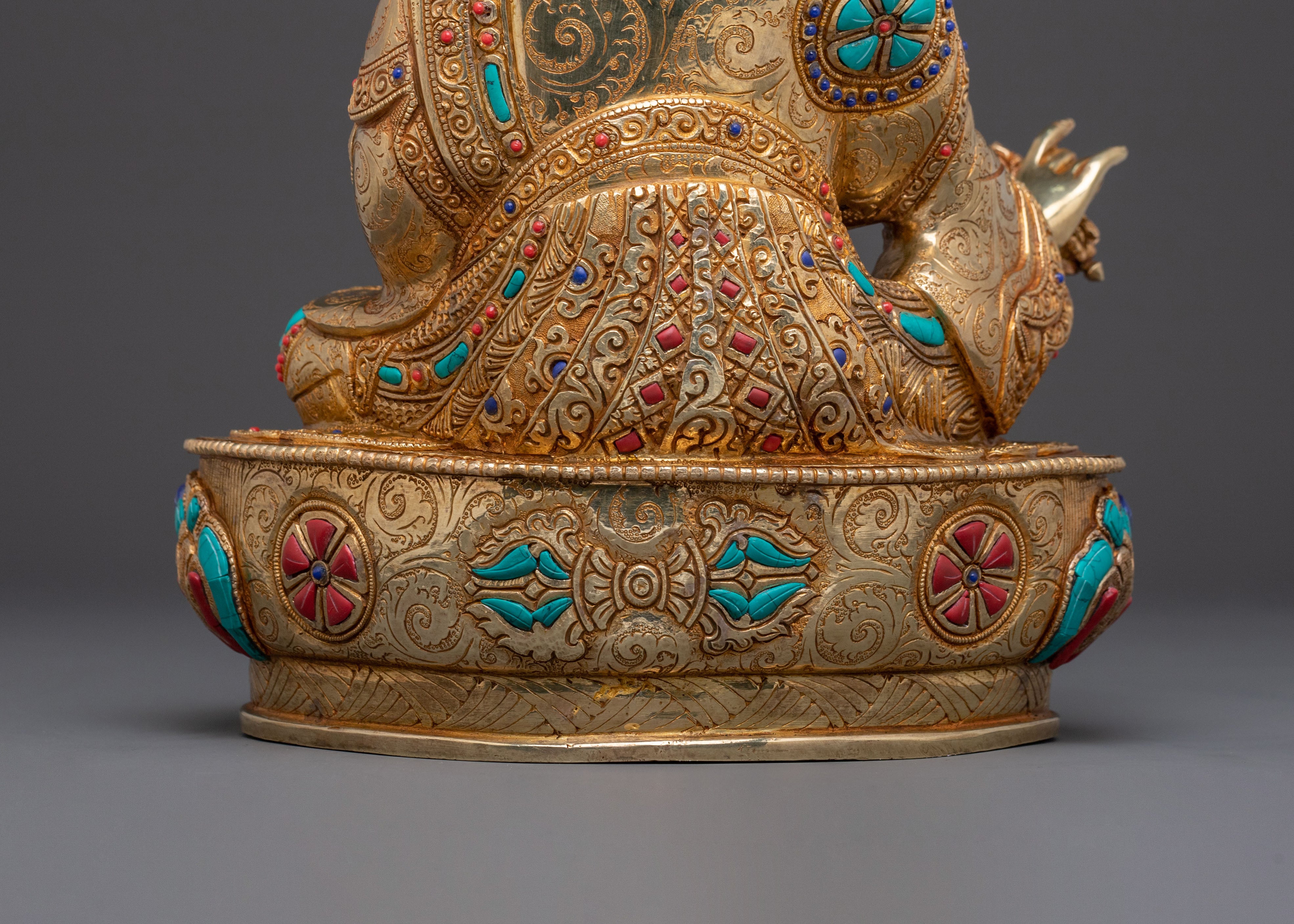 Exquisite 24K Gold Gilded Guru Rinpoche Statue