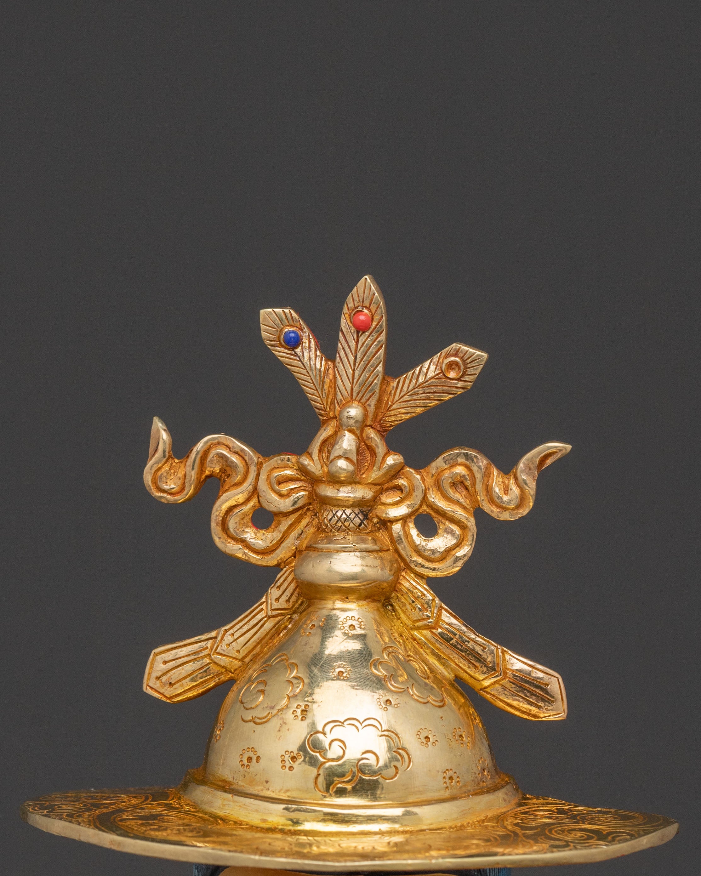 Wealth King Gesar Sculpture: 24K Gold Gilded