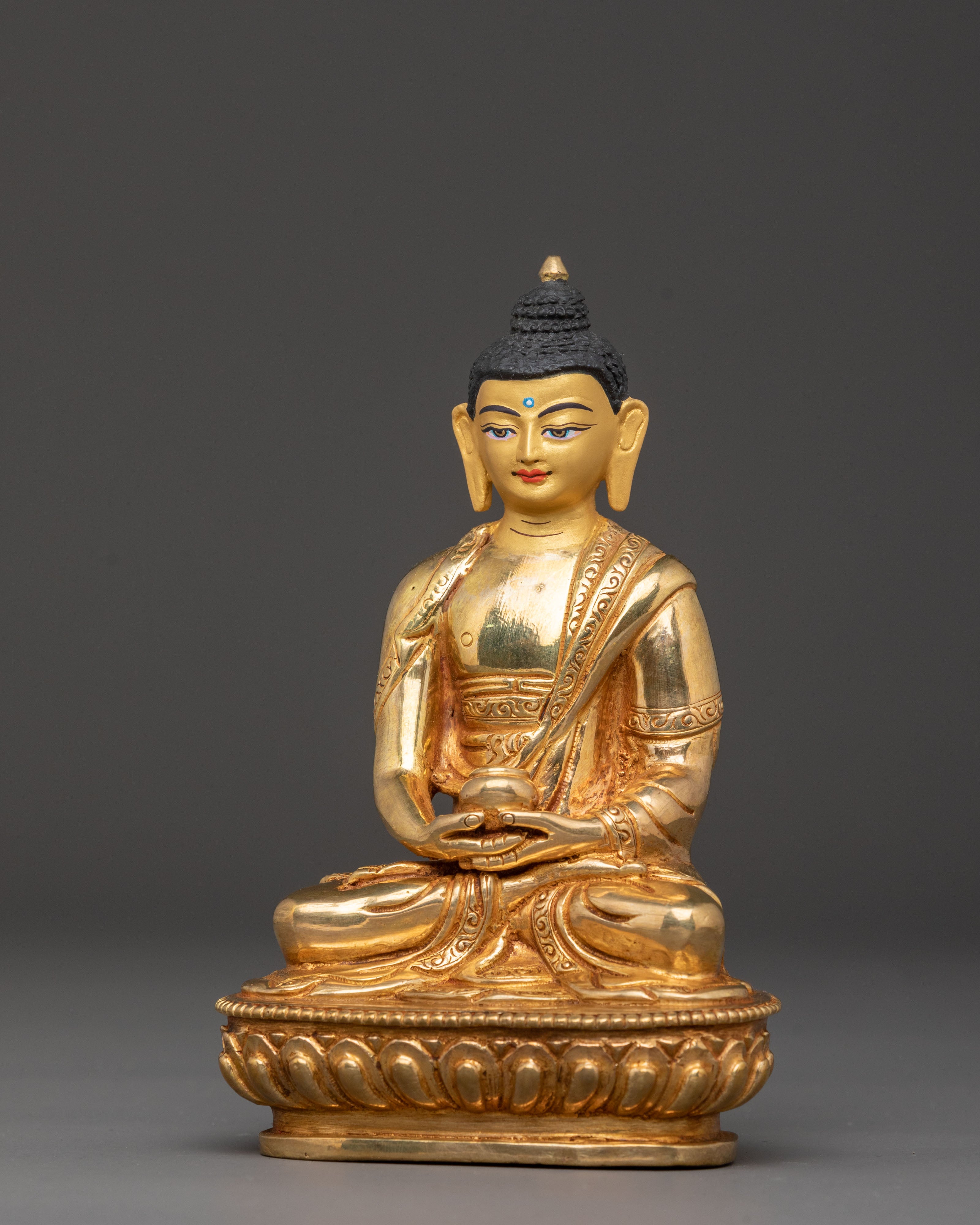 Tibetan Statue of Amitabha Buddha - Handcrafted 24K Gold Gilded