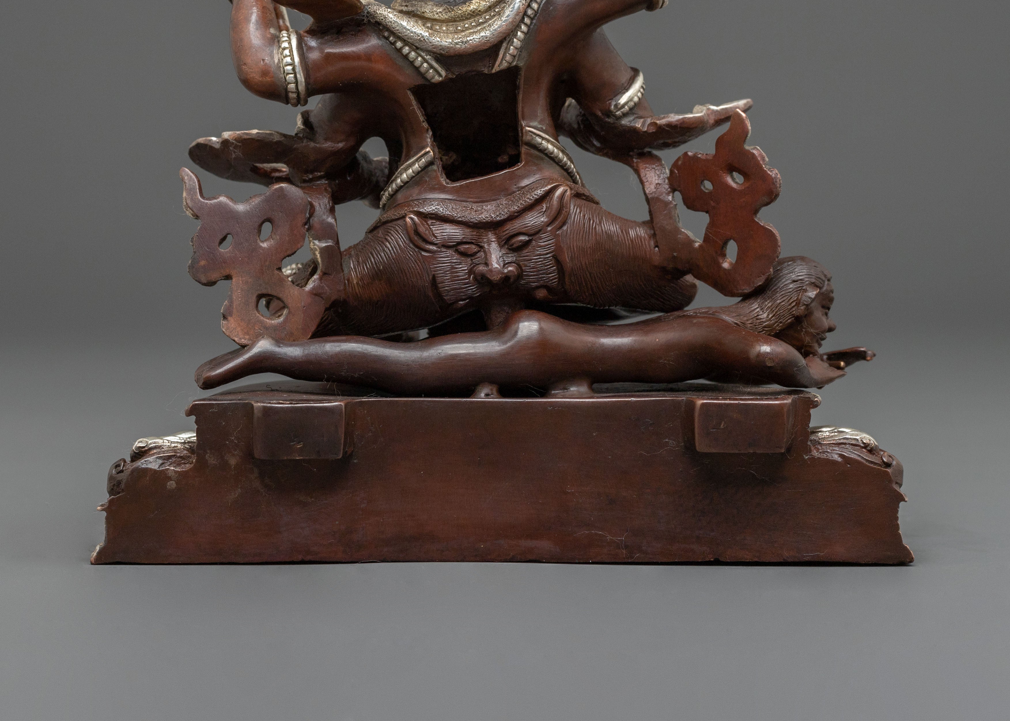 Four Armed Mahakala Statue of Protection | Oxidized Copper