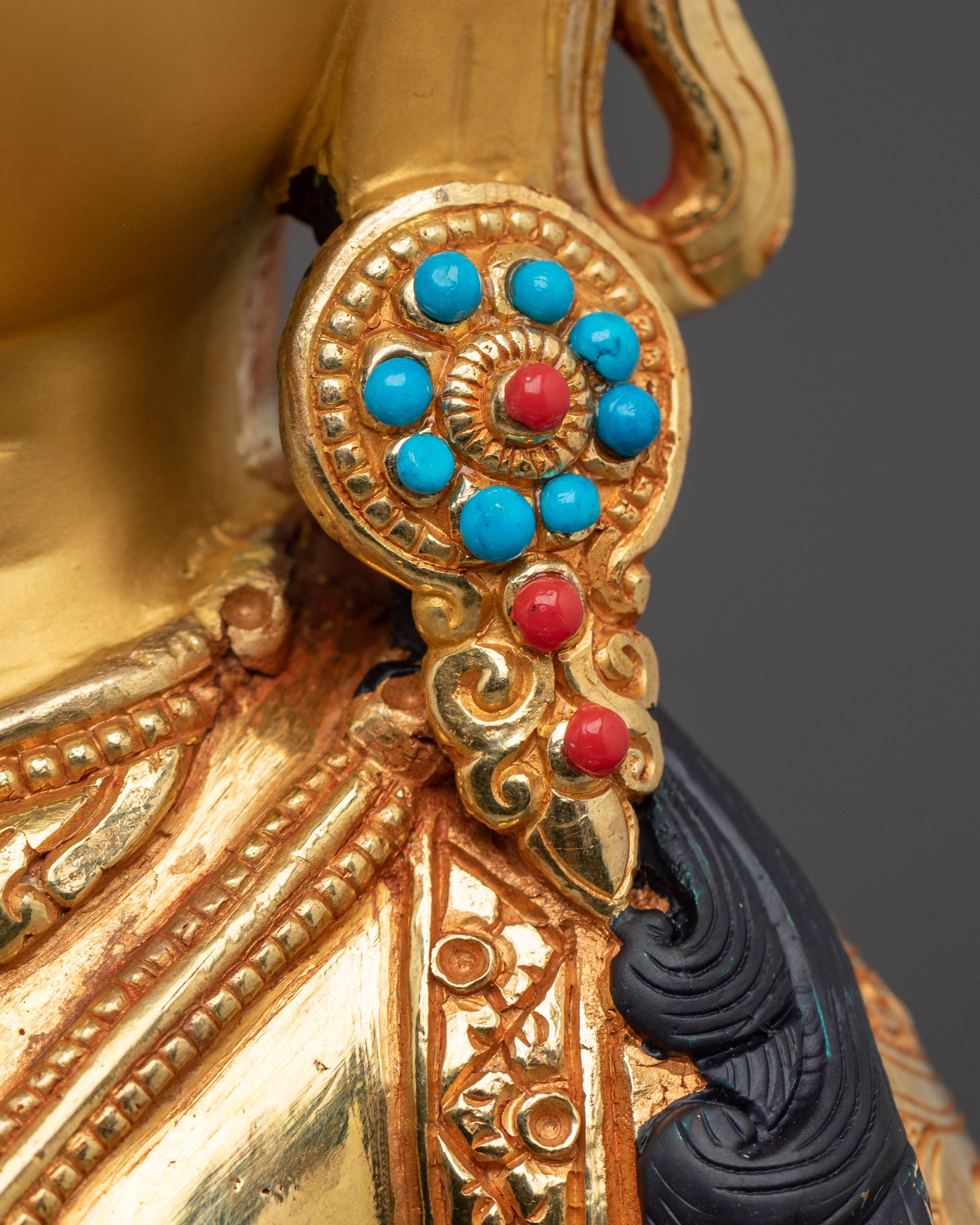 Vajrasattva Statue | 24K Gold Gilded Tibetan Deity Figurine