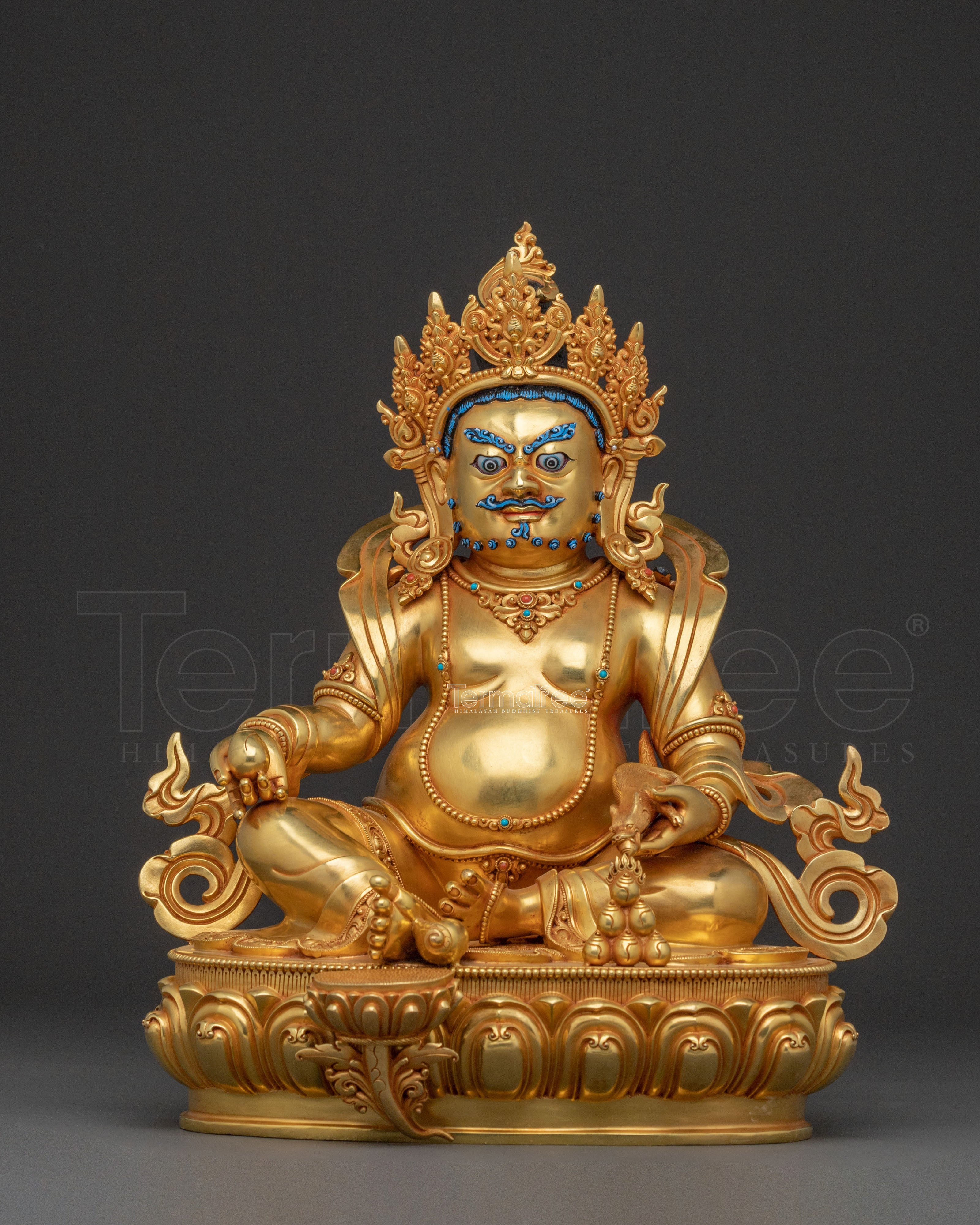 Yellow Dzambhala Wealth Deity Traditional Statue