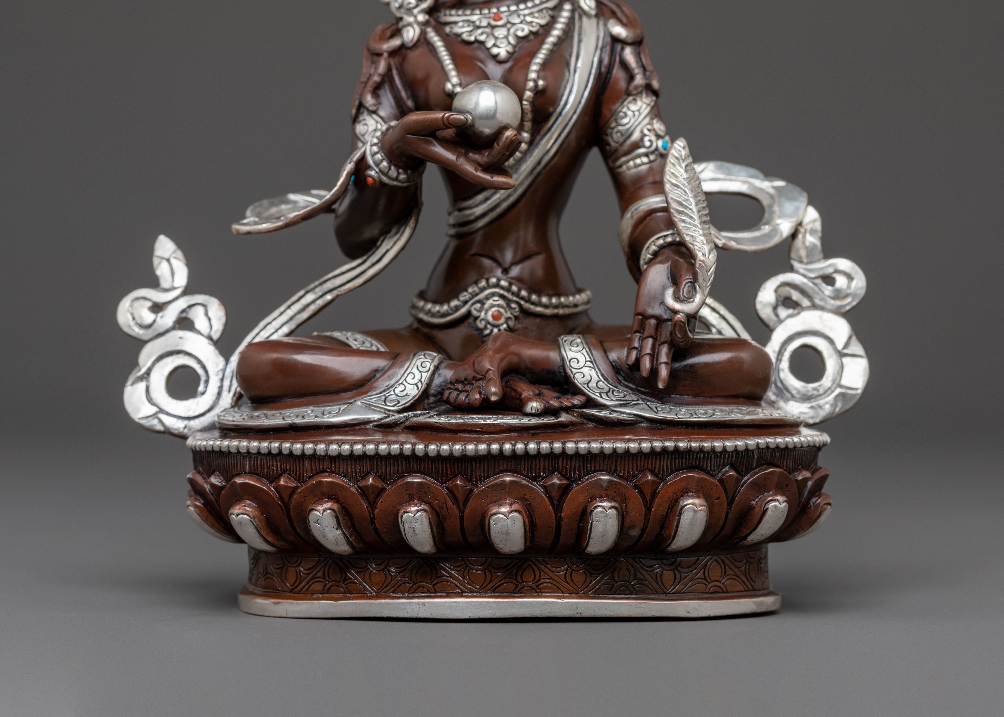 Kshitigarbha Spiritual Statue | Silver Plated Figure