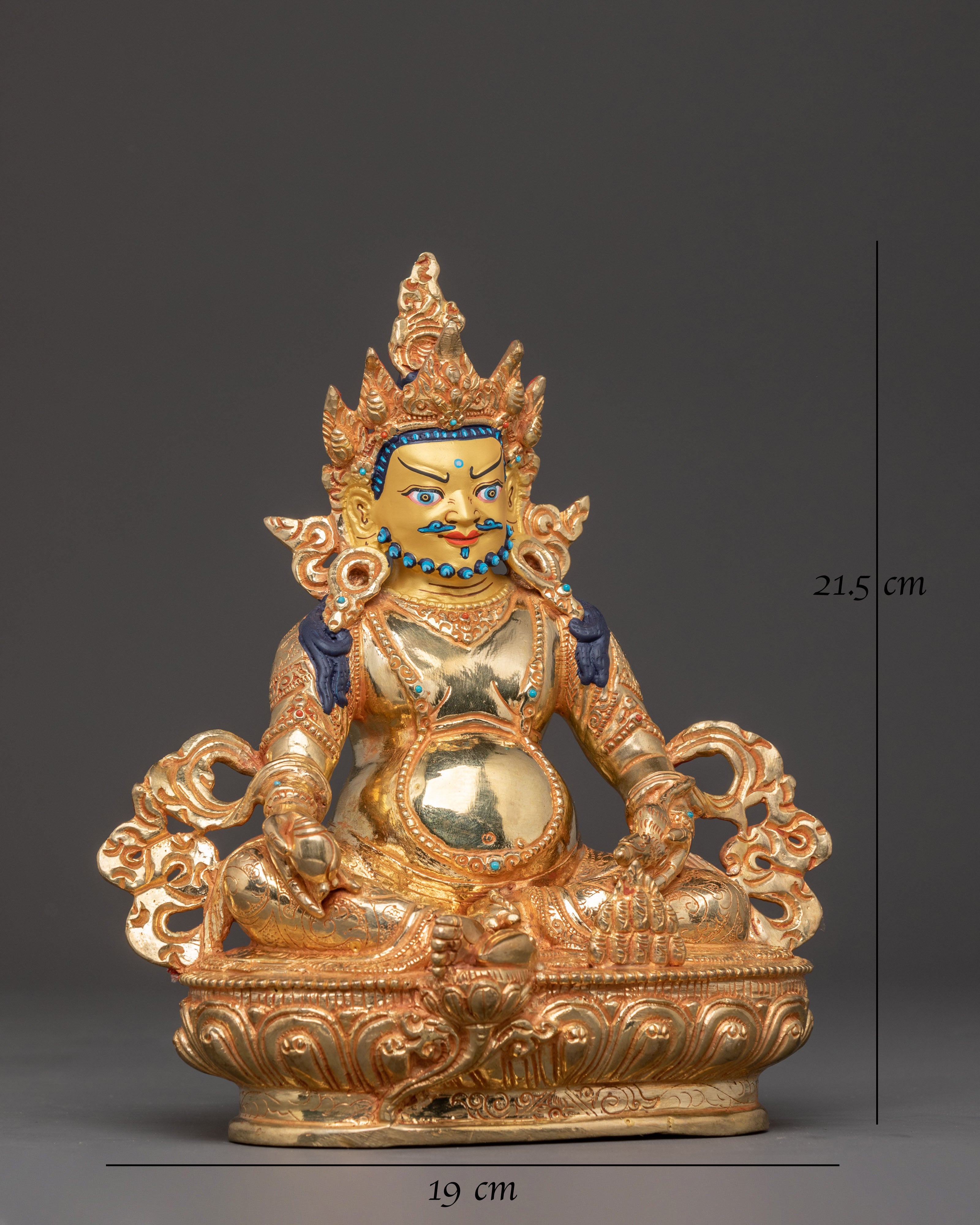 Handcrafted Wealth Deity Dzambhala Statue – Auspicious 24K Gold Gilded Sculpture