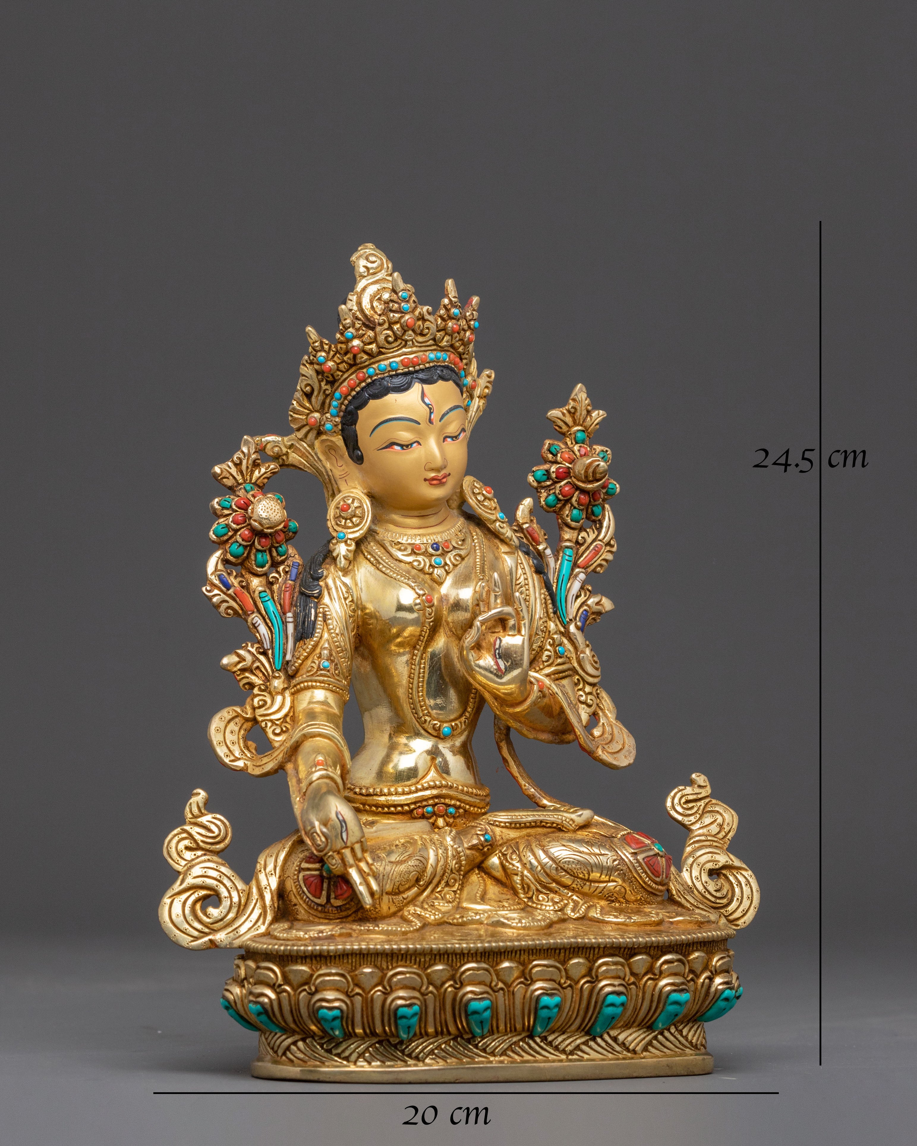 Divine Statue of White Tara – Handcrafted & Gilded