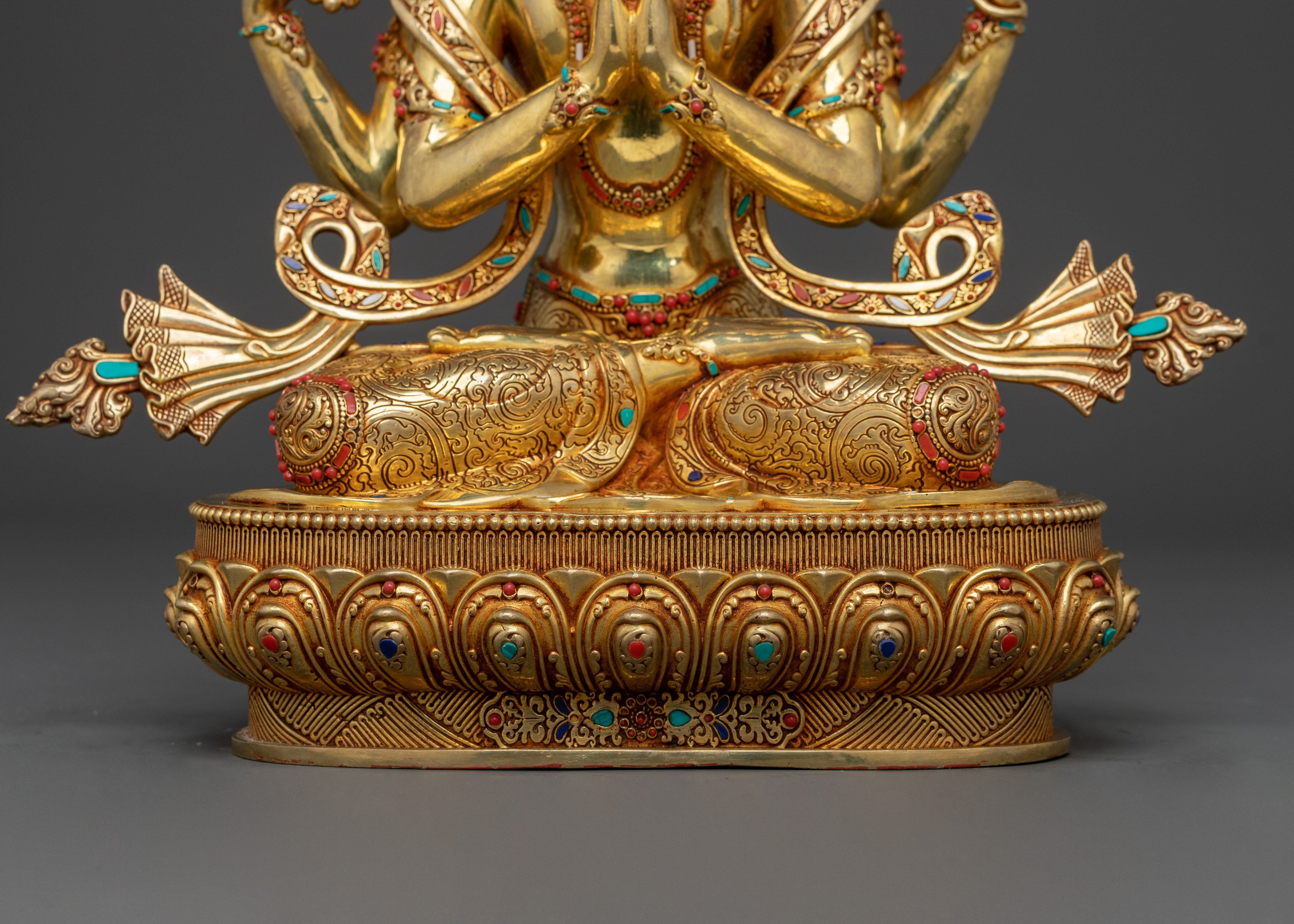 Chenrezig Sacred Statue: 24K Gold Gilded Bodhisattva
