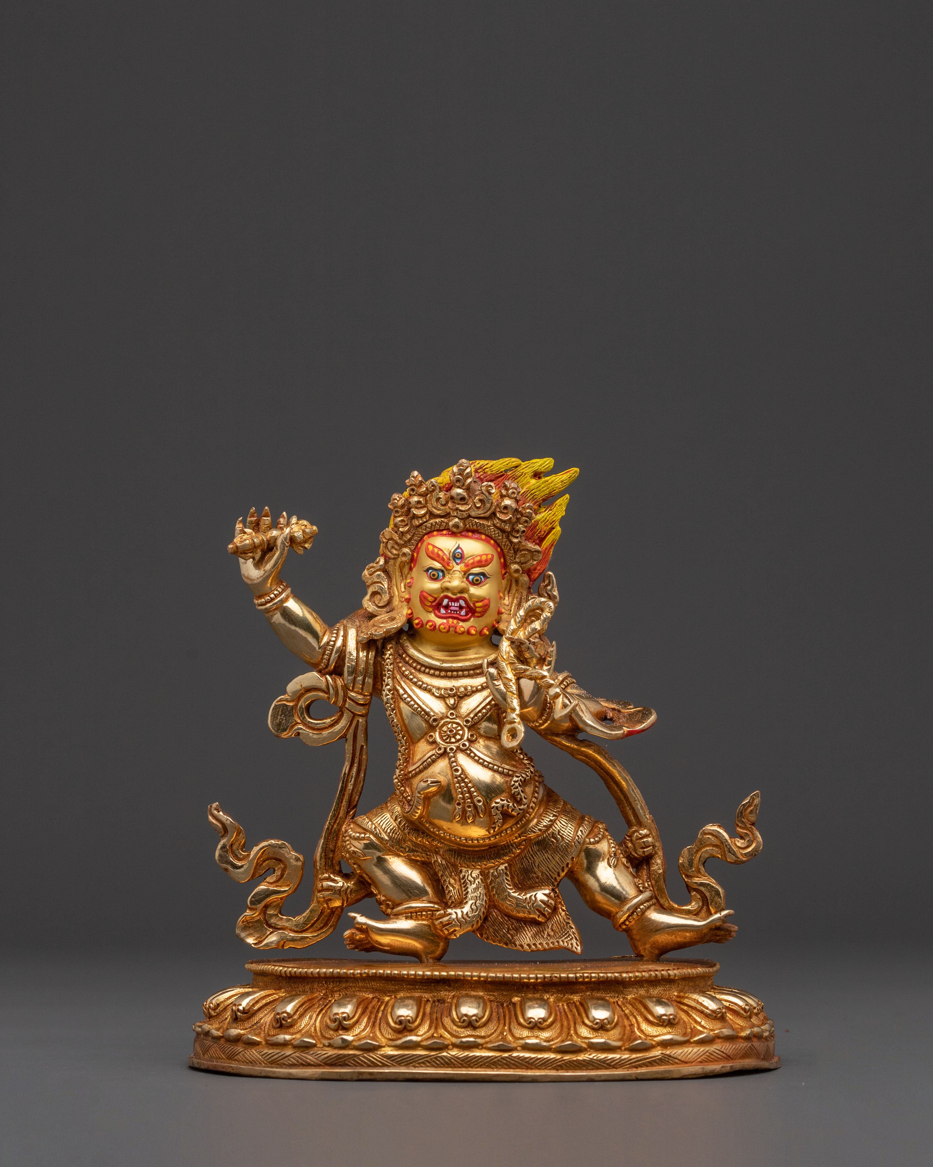 Golden Statue of Vajrapani Bodhisattva - Hand-Gilded Copper Art