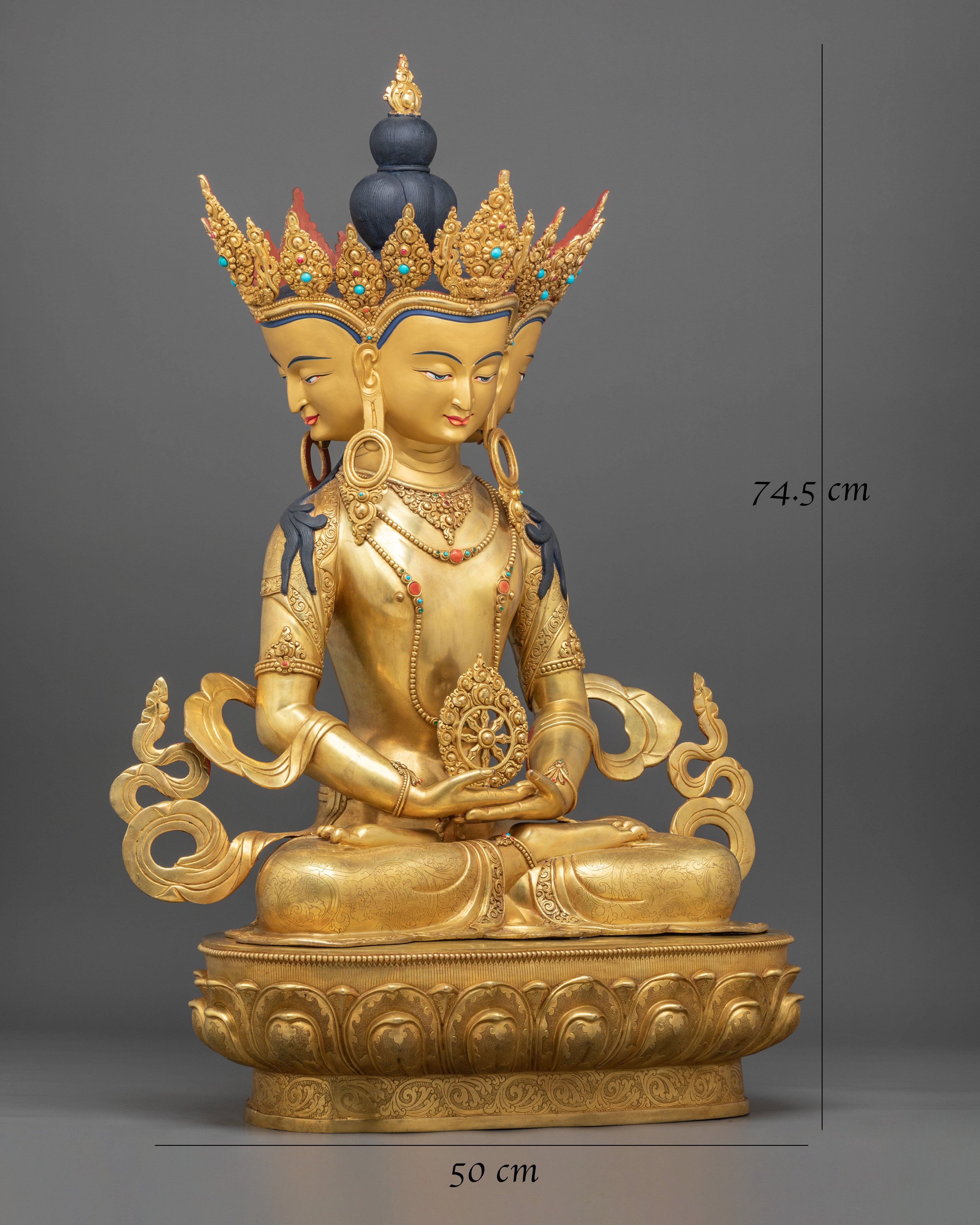 Handmade Vairocana Sculpture | Gilded Serenity