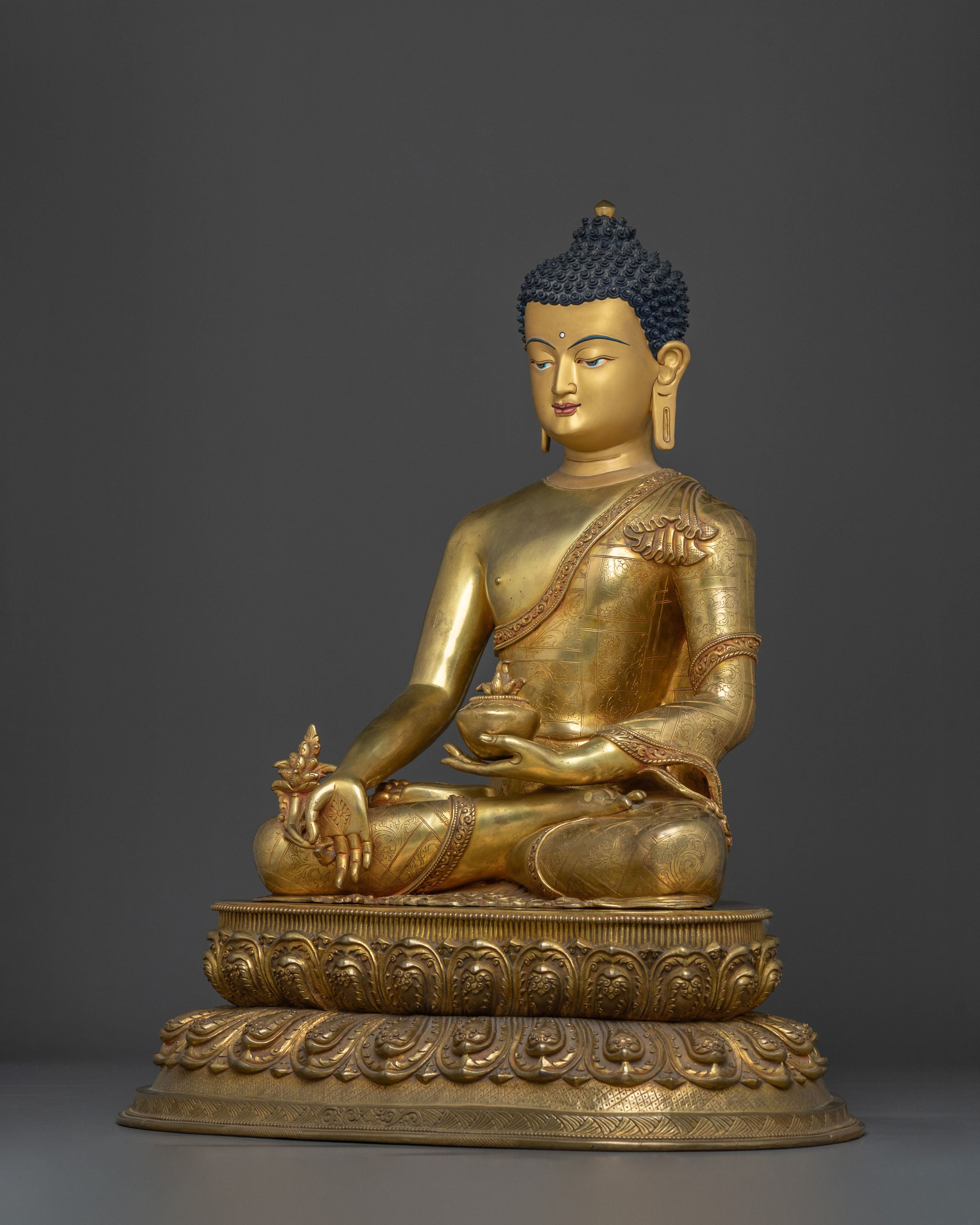 Tibetan Medicine Buddha Buddhist Statue | 24K Gold Gilded