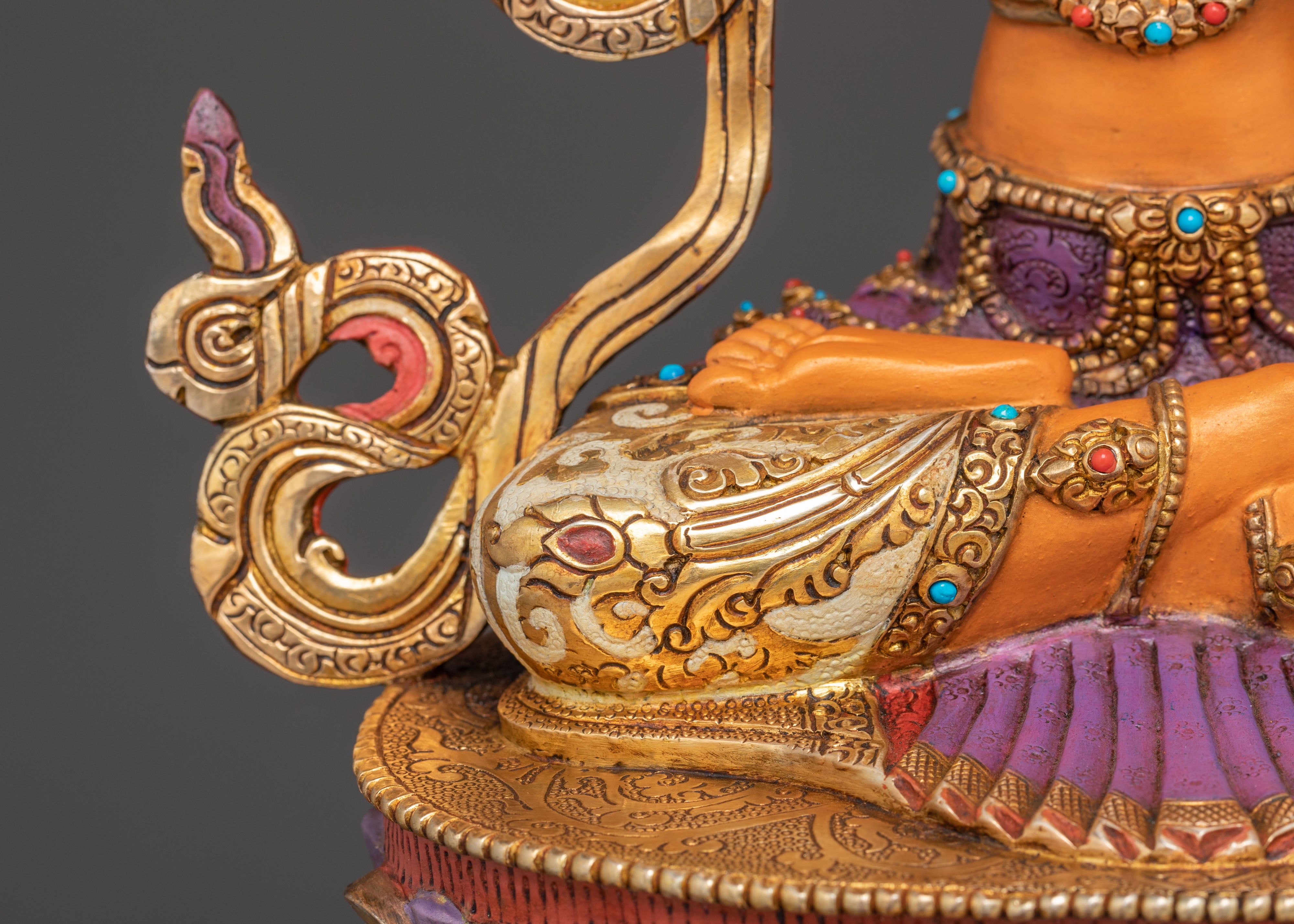 Spiritual Wisdom Deity Manjushri Statue on Throne | Handmade in Nepal