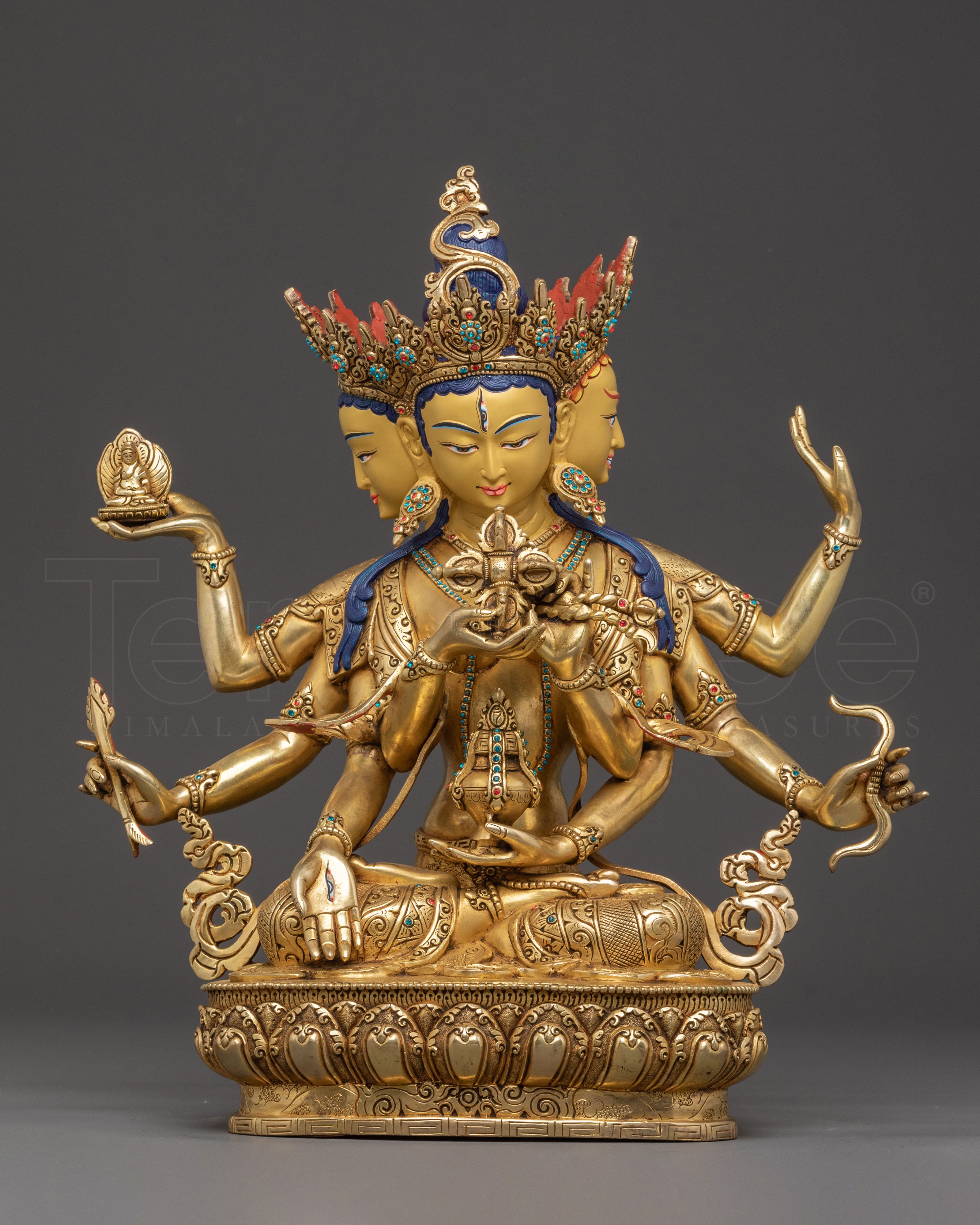 Tibetan Buddhism Deity Namgyalma Statue: Hand-Gilded Copper Masterpiece