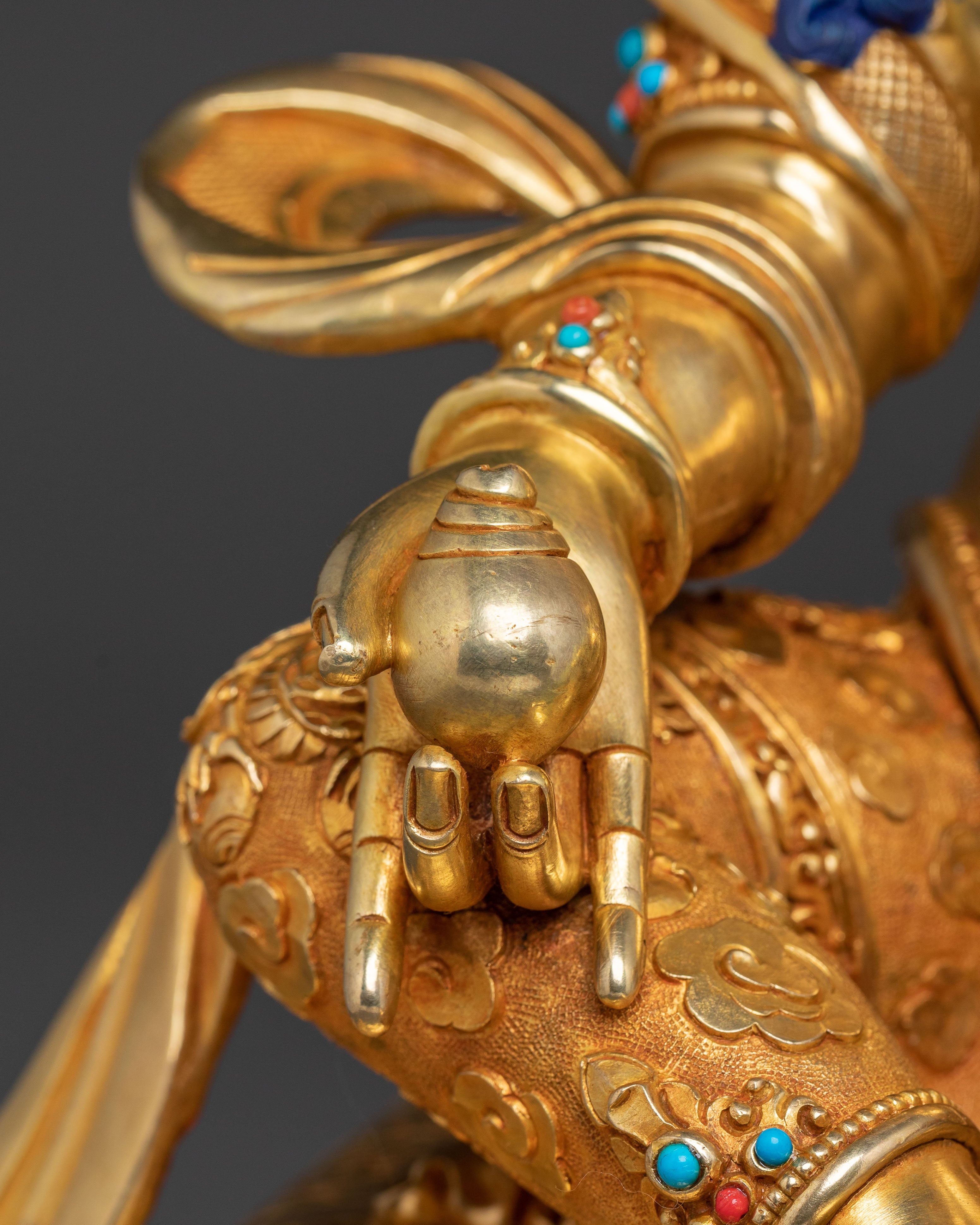 Dzambhala Sculpture on Throne | Buddhist Wealth Deity