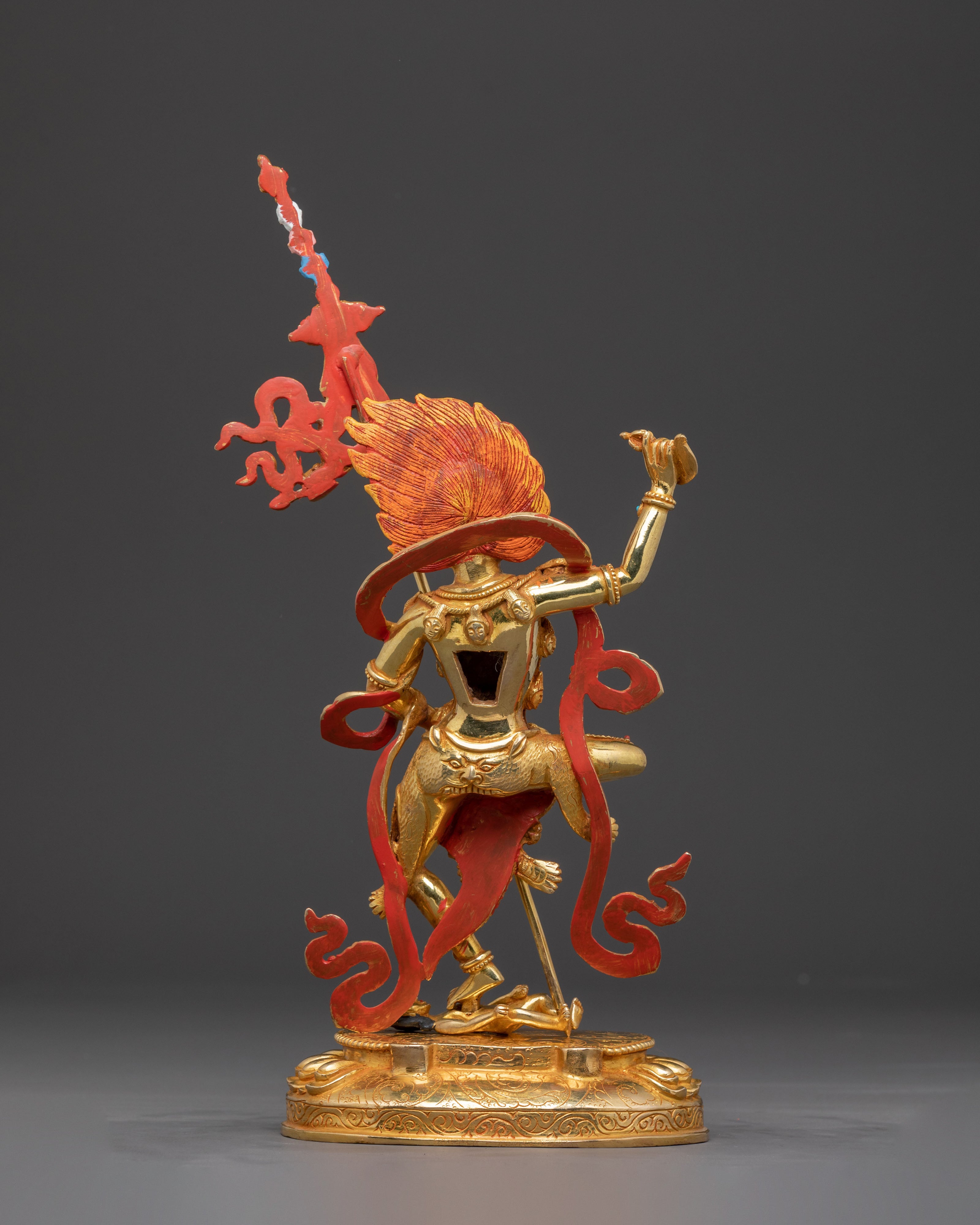 Shimha Mukha Protection Statue | Handcrafted 24K Gold Gilded Artwork