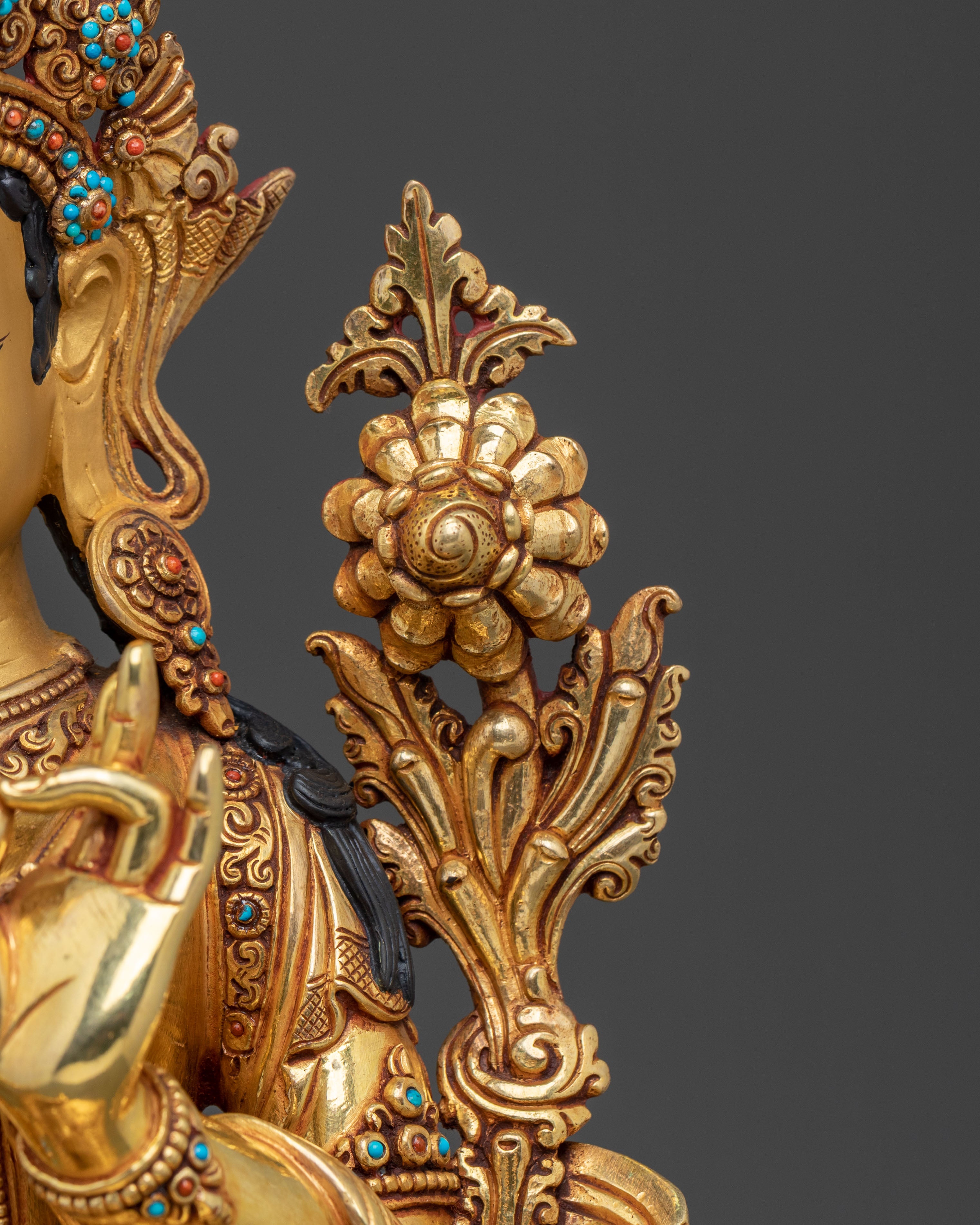 Handcrafted Green Tara Sacred Sculpture