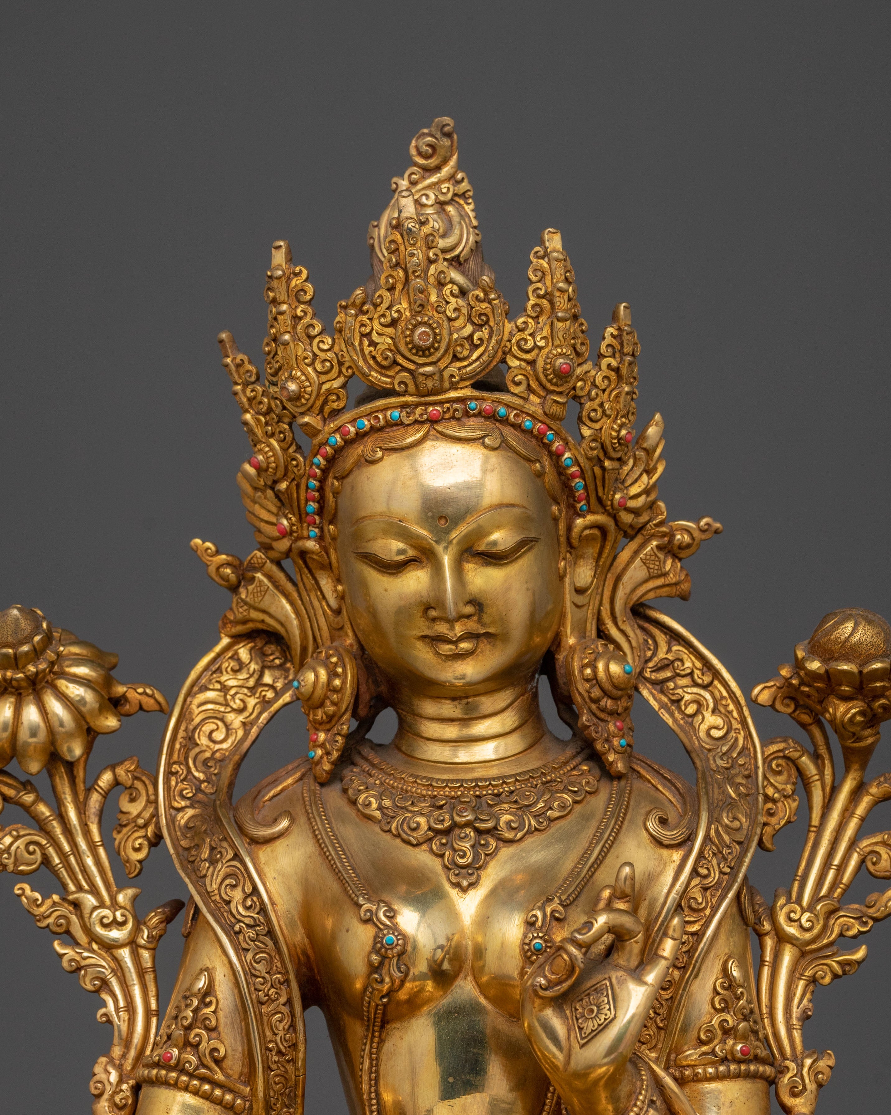 Handmade Green Tara Statue | Compassionate Goddess