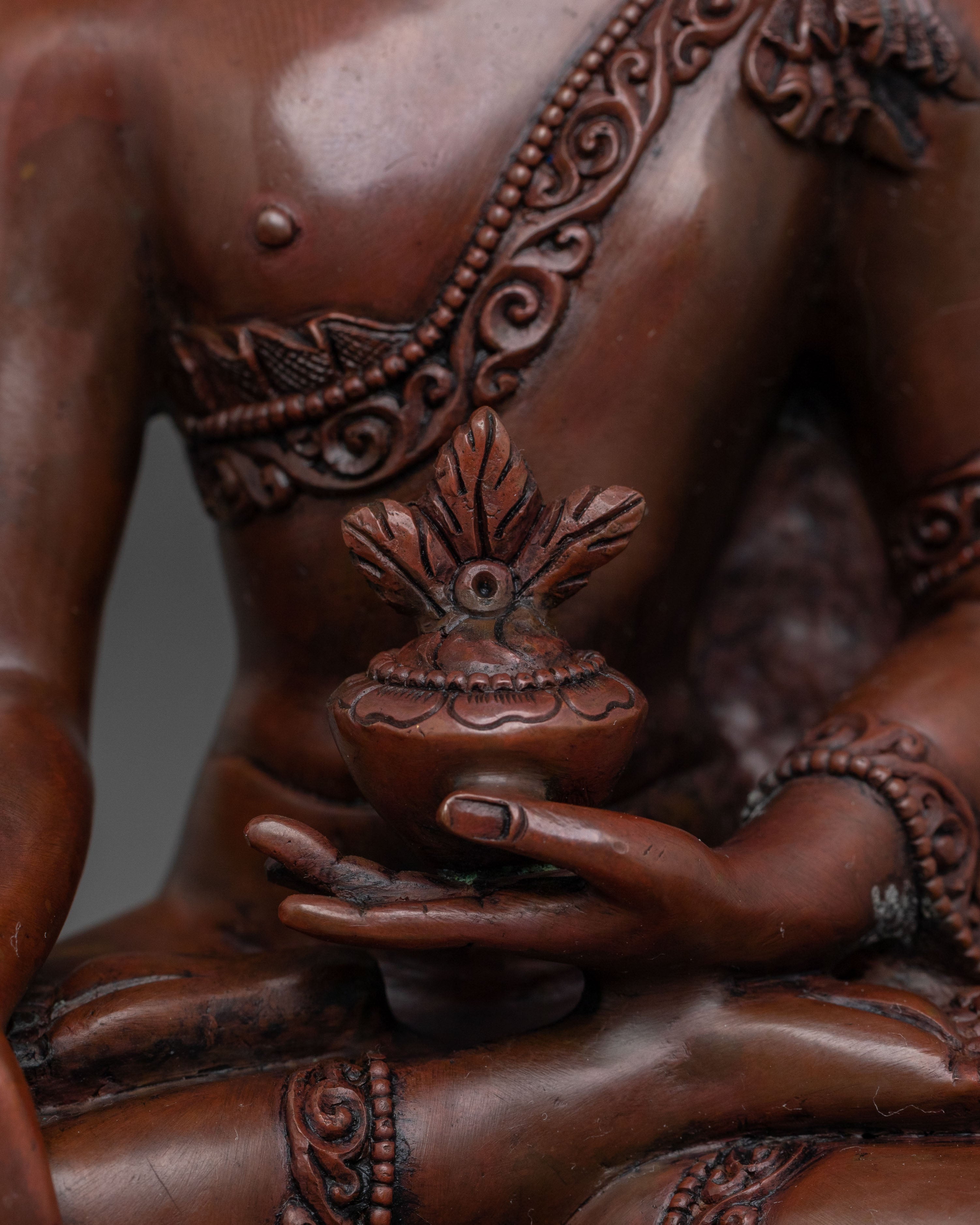 Medicine Buddha Figurine of Spiritual Healing | Oxidized Copper Art