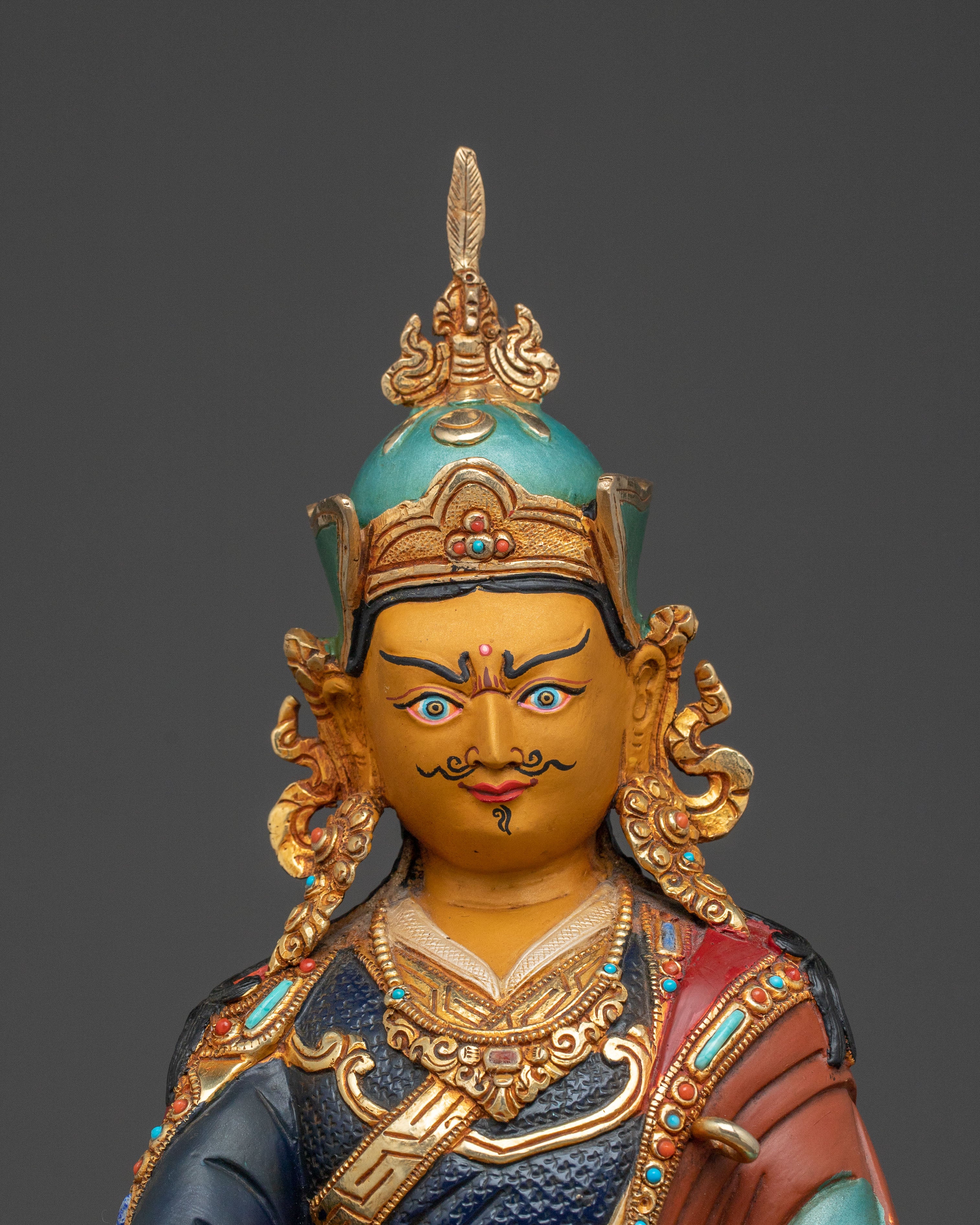 24K Gold Gilded Guru Rinpoche Sacred Statue - Serene Masterpiece